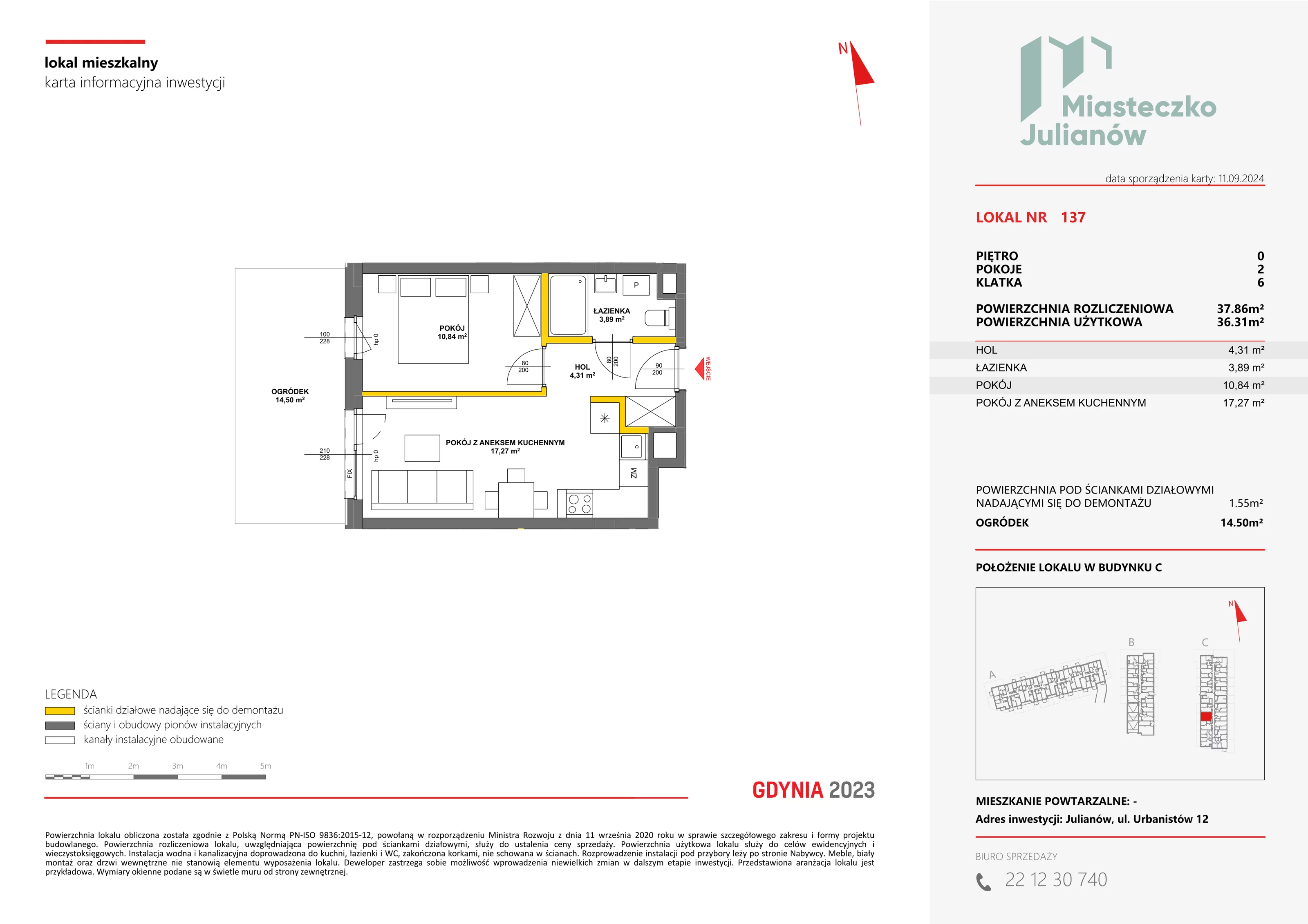 Mieszkanie 37,86 m², parter, oferta nr C-137, Miasteczko Julianów, Julianów, ul. Urbanistów