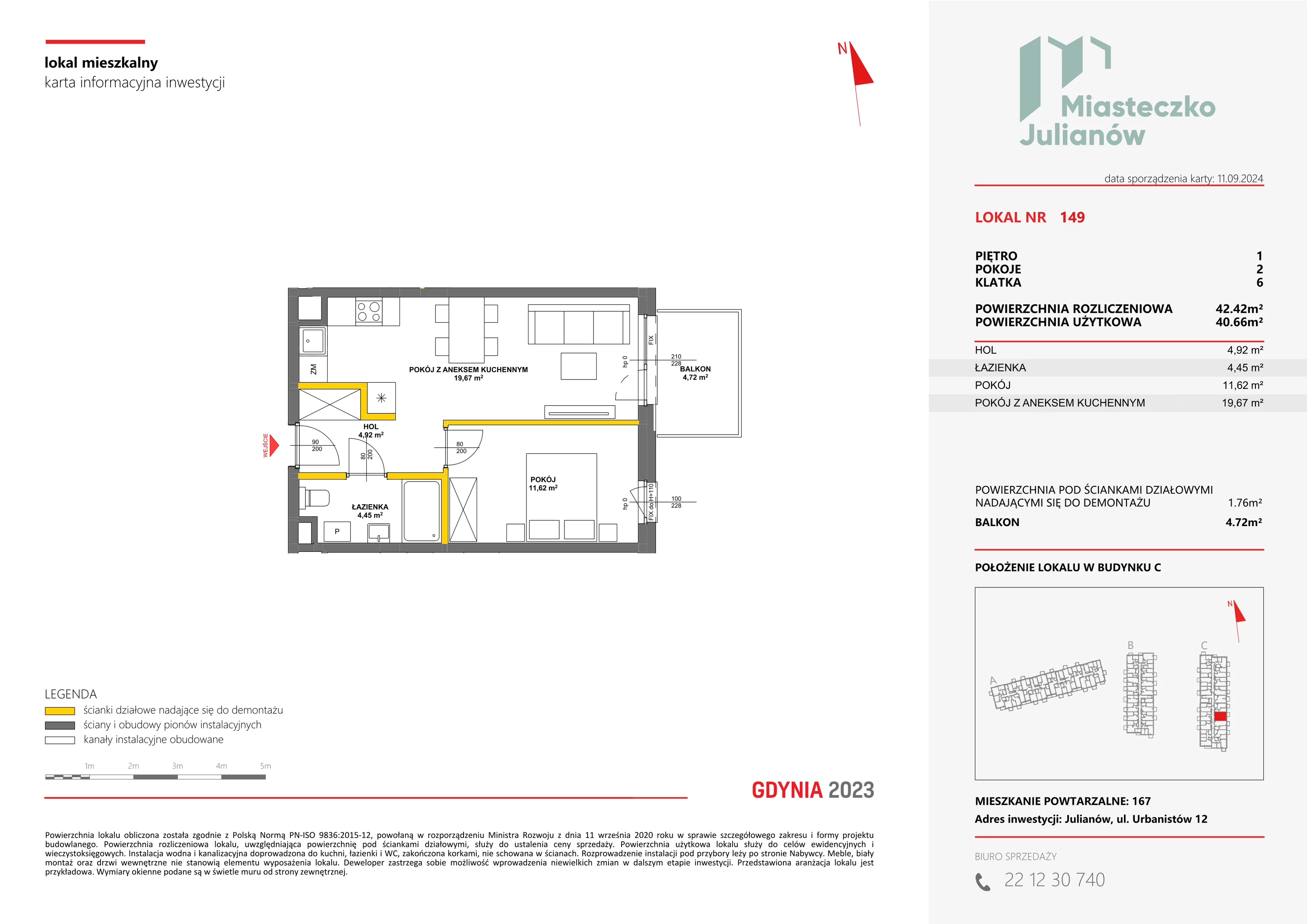 Mieszkanie 42,42 m², piętro 1, oferta nr C-149, Miasteczko Julianów, Julianów, ul. Urbanistów