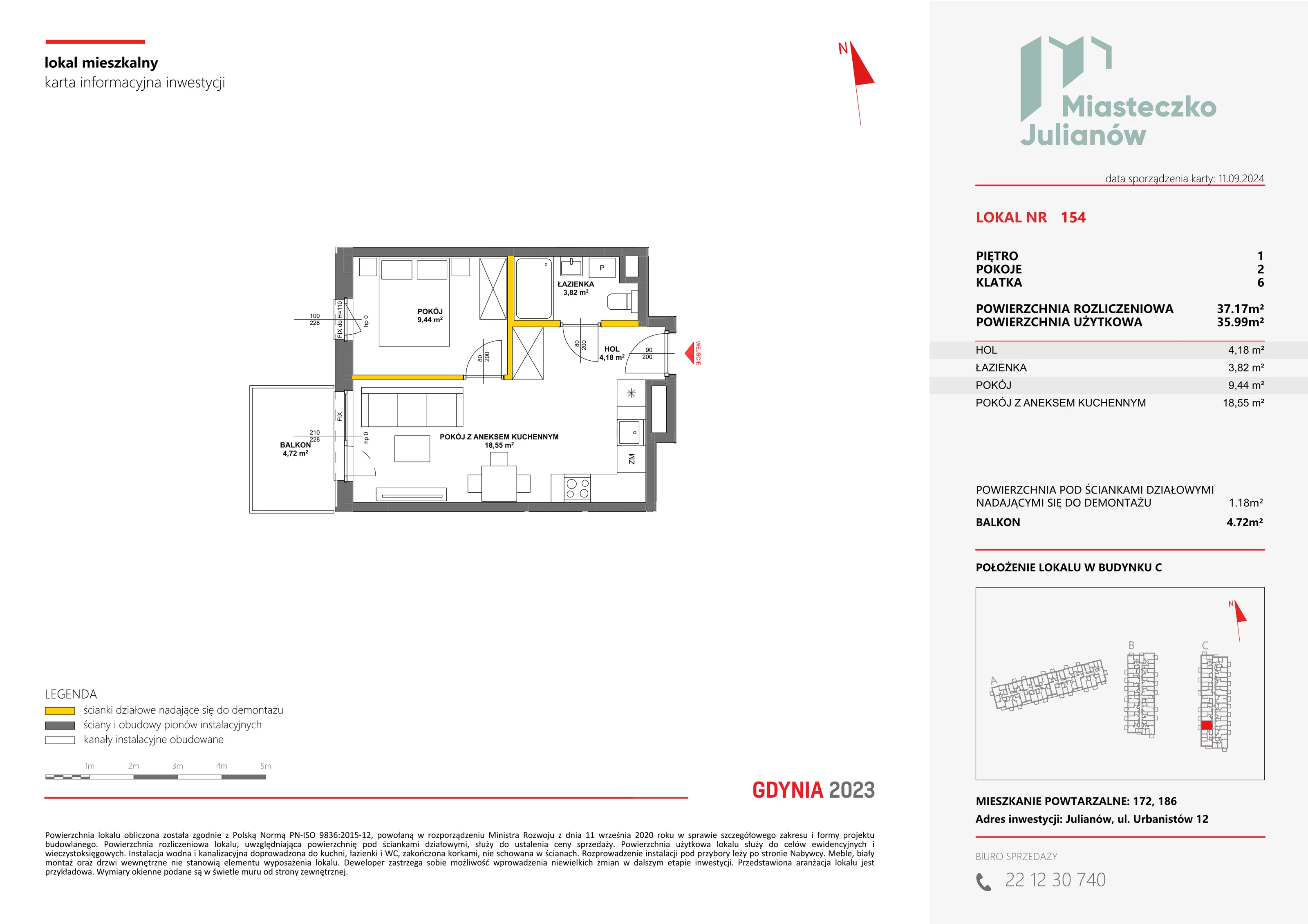 Mieszkanie 37,17 m², piętro 1, oferta nr C-154, Miasteczko Julianów, Julianów, ul. Urbanistów