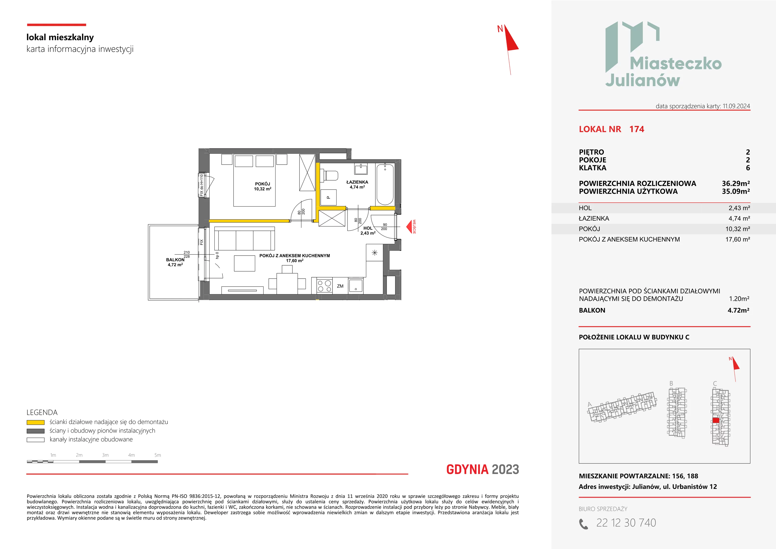 Mieszkanie 36,29 m², piętro 2, oferta nr C-174, Miasteczko Julianów, Julianów, ul. Urbanistów