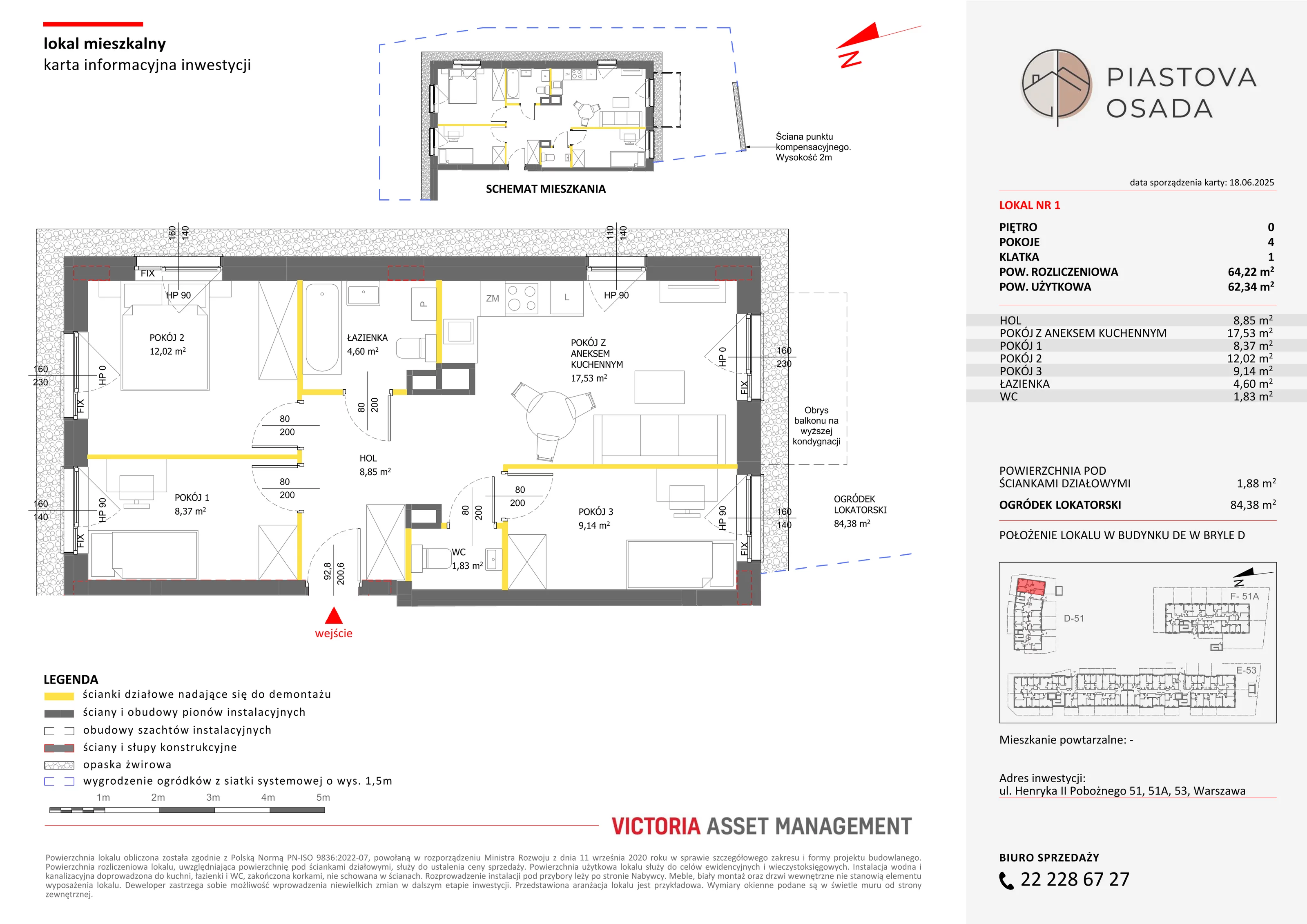 4 pokoje, mieszkanie 64,22 m², parter, oferta nr D-1, Piastova Osada, Warszawa, Ursus, Gołąbki, ul. Henryka II Pobożnego