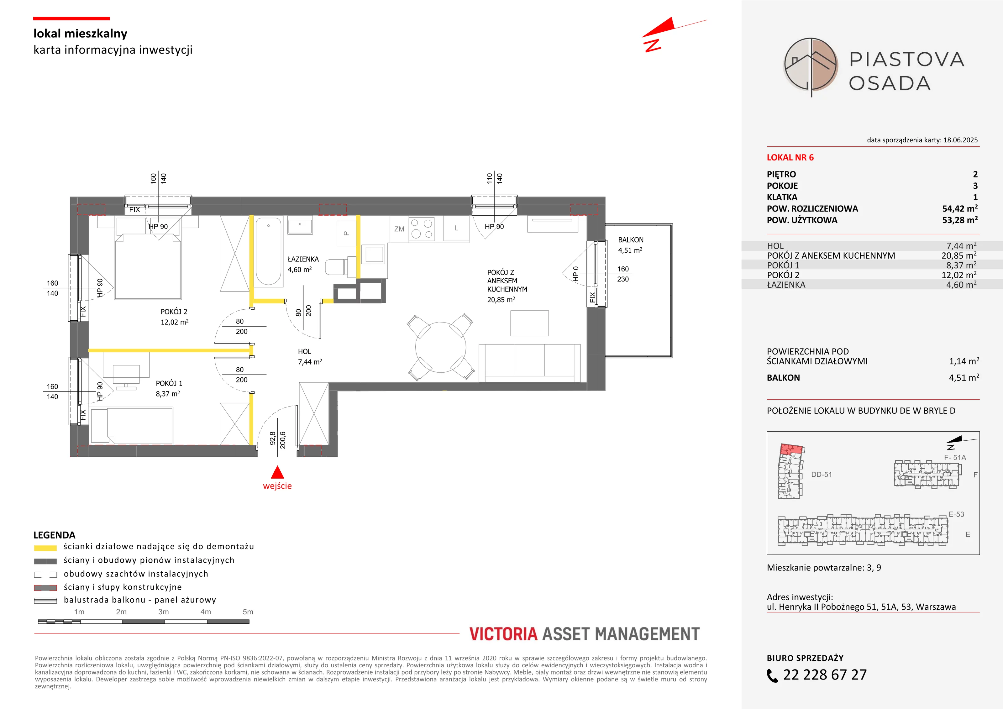 3 pokoje, mieszkanie 54,42 m², piętro 2, oferta nr D-6, Piastova Osada, Warszawa, Ursus, Gołąbki, ul. Henryka II Pobożnego