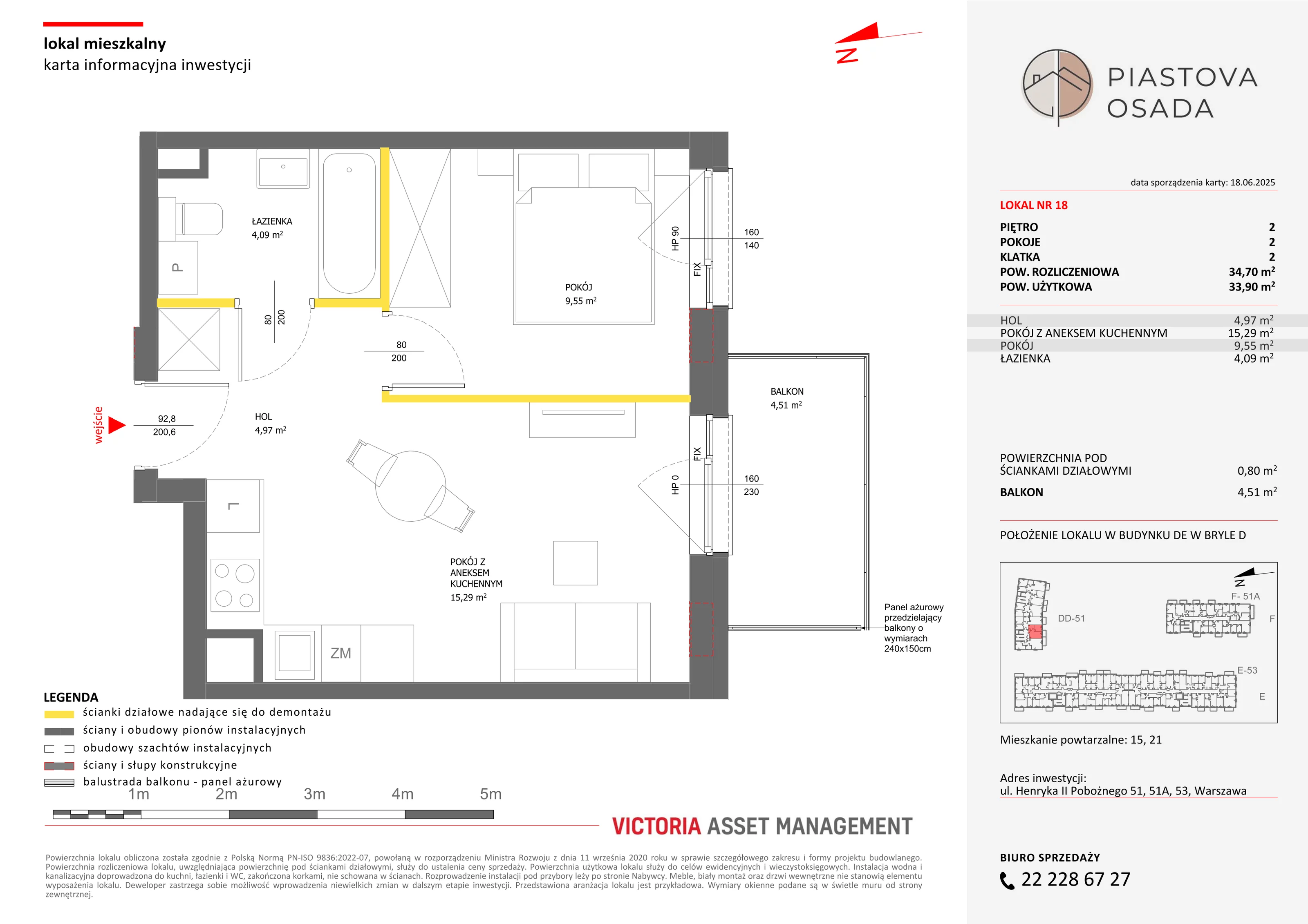 2 pokoje, mieszkanie 34,70 m², piętro 2, oferta nr D-18, Piastova Osada, Warszawa, Ursus, Gołąbki, ul. Henryka II Pobożnego