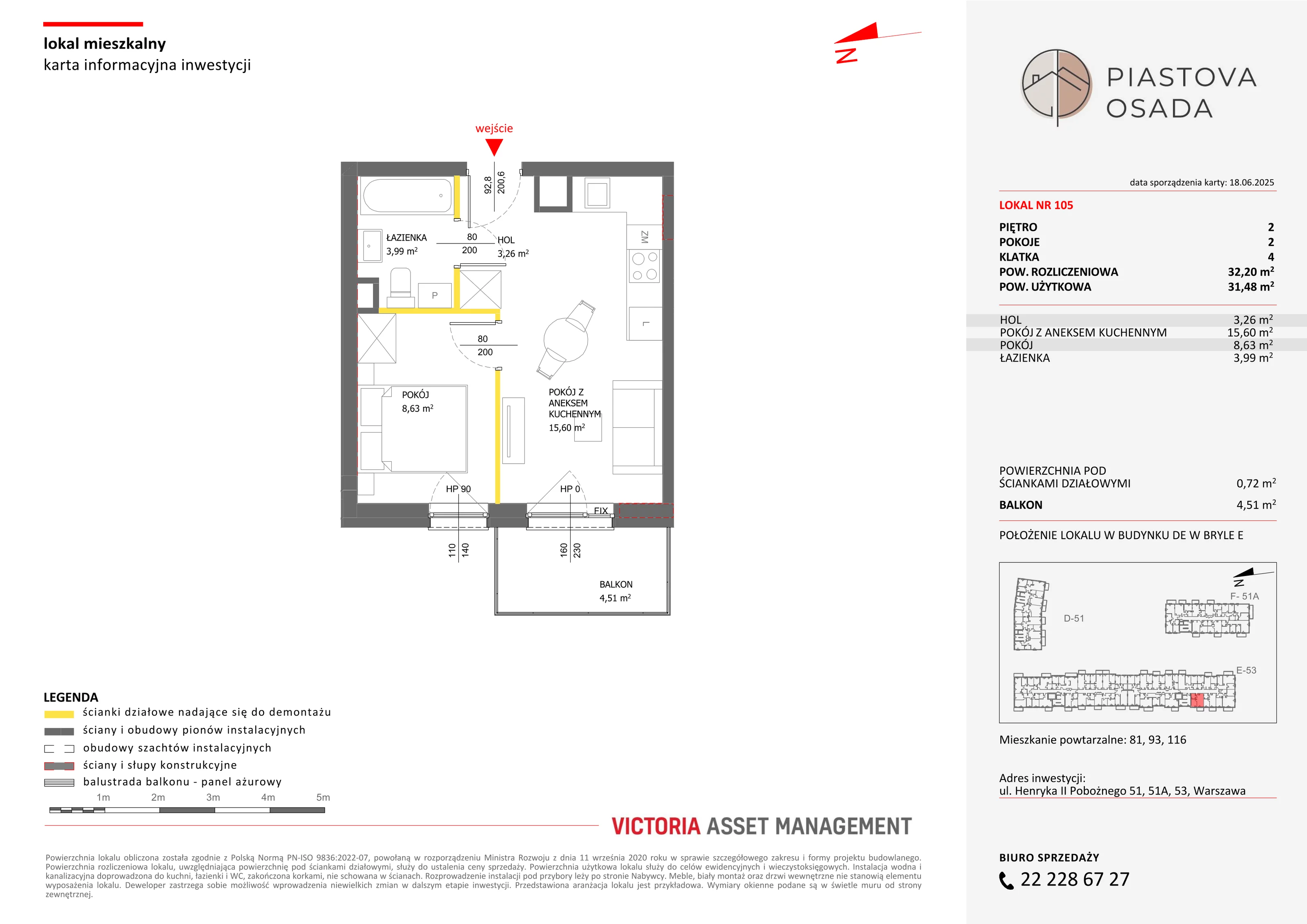 2 pokoje, mieszkanie 32,20 m², piętro 2, oferta nr E-105, Piastova Osada, Warszawa, Ursus, Gołąbki, ul. Henryka II Pobożnego