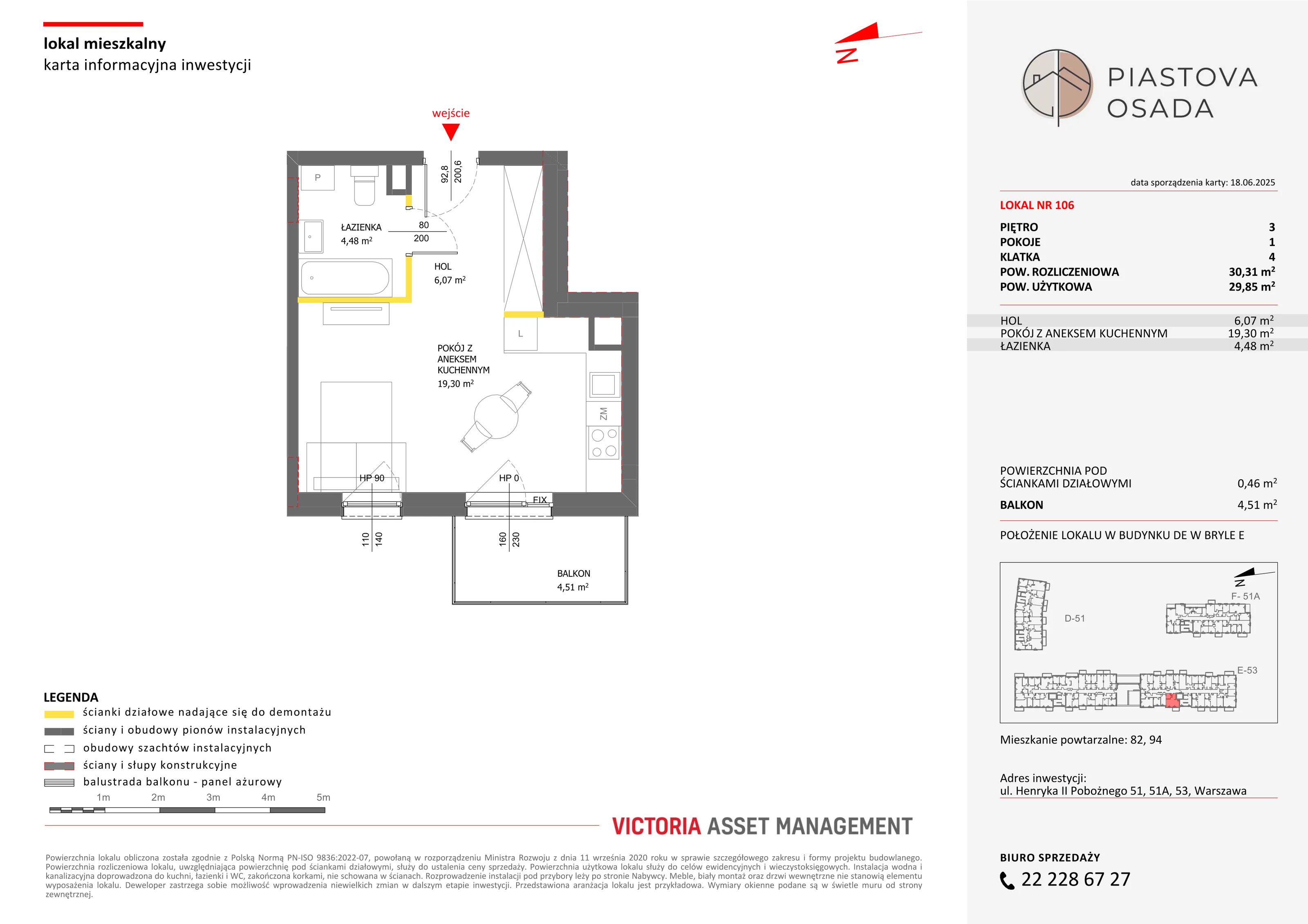 1 pokój, mieszkanie 30,31 m², piętro 3, oferta nr E-106, Piastova Osada, Warszawa, Ursus, Gołąbki, ul. Henryka II Pobożnego