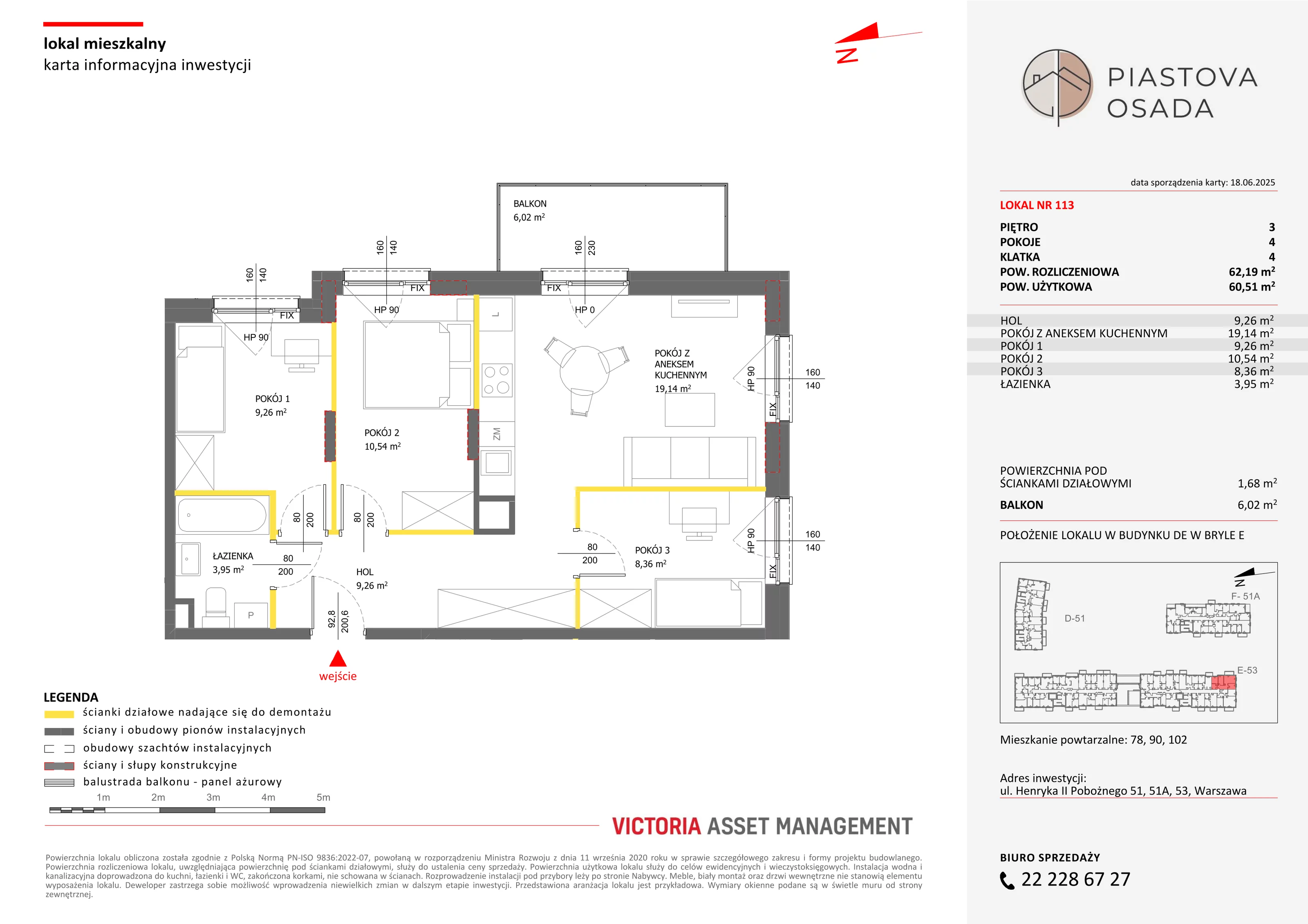 4 pokoje, mieszkanie 62,19 m², piętro 3, oferta nr E-113, Piastova Osada, Warszawa, Ursus, Gołąbki, ul. Henryka II Pobożnego