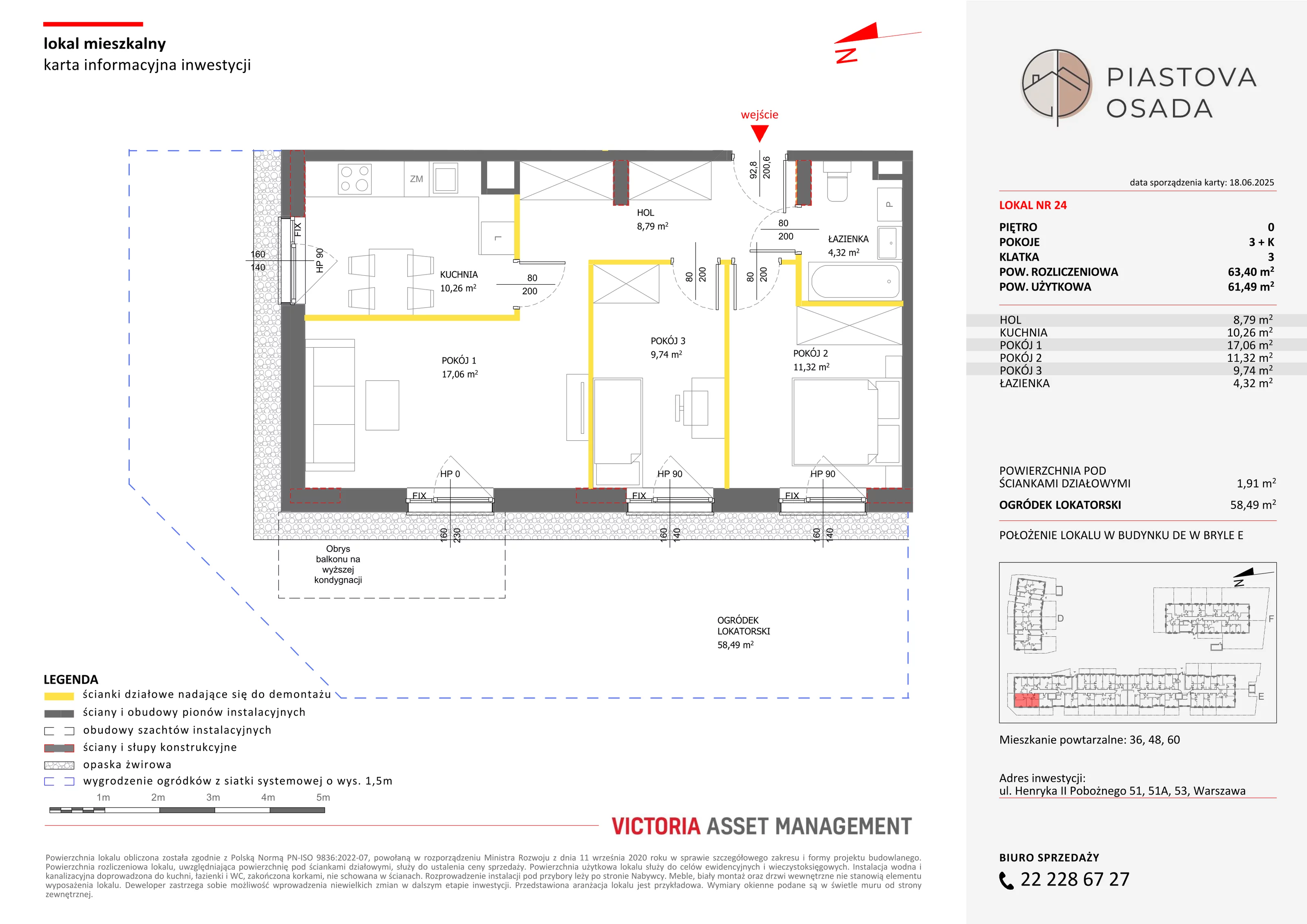 3 pokoje, mieszkanie 63,40 m², parter, oferta nr E-24, Piastova Osada, Warszawa, Ursus, Gołąbki, ul. Henryka II Pobożnego