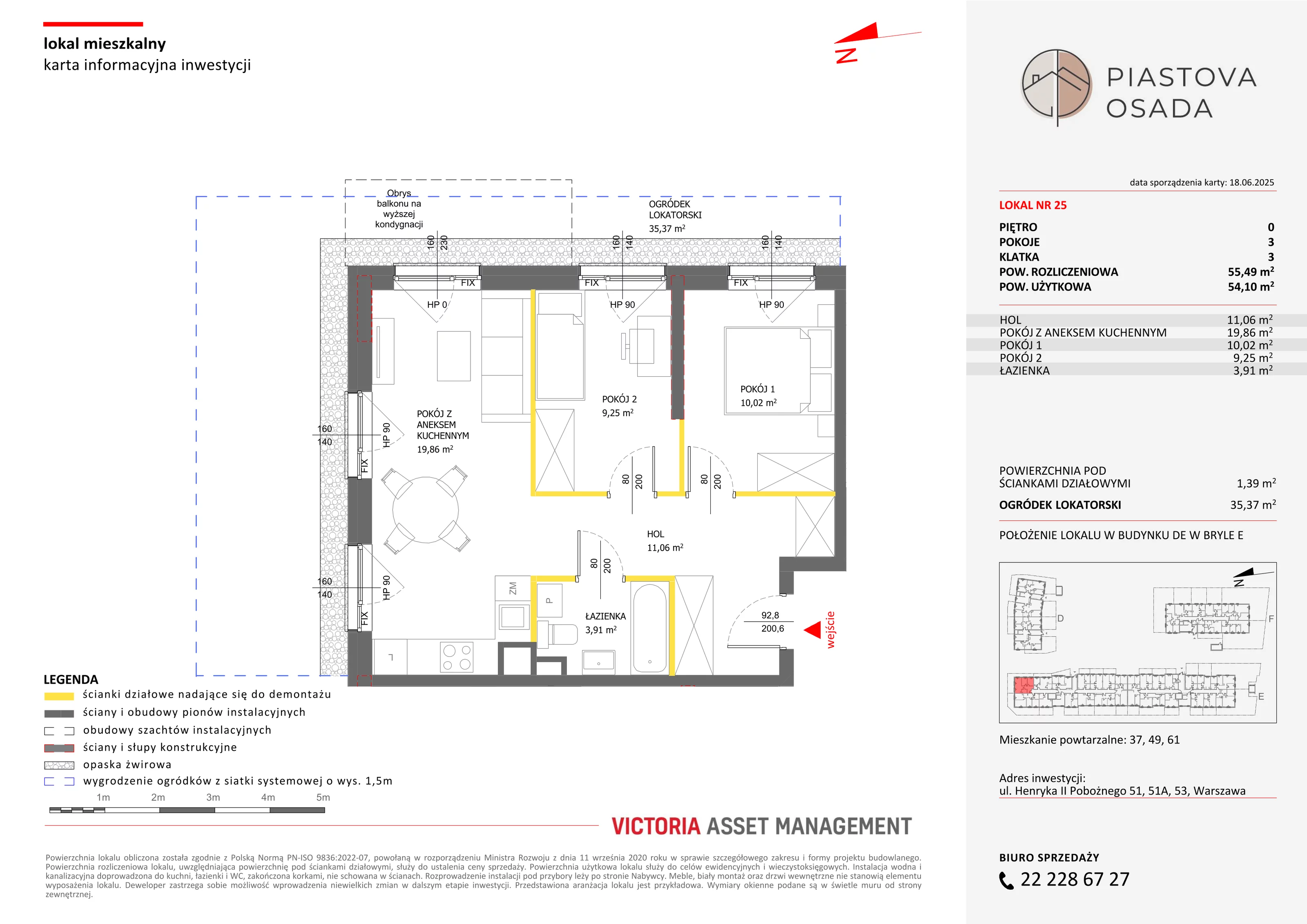3 pokoje, mieszkanie 55,49 m², parter, oferta nr E-25, Piastova Osada, Warszawa, Ursus, Gołąbki, ul. Henryka II Pobożnego