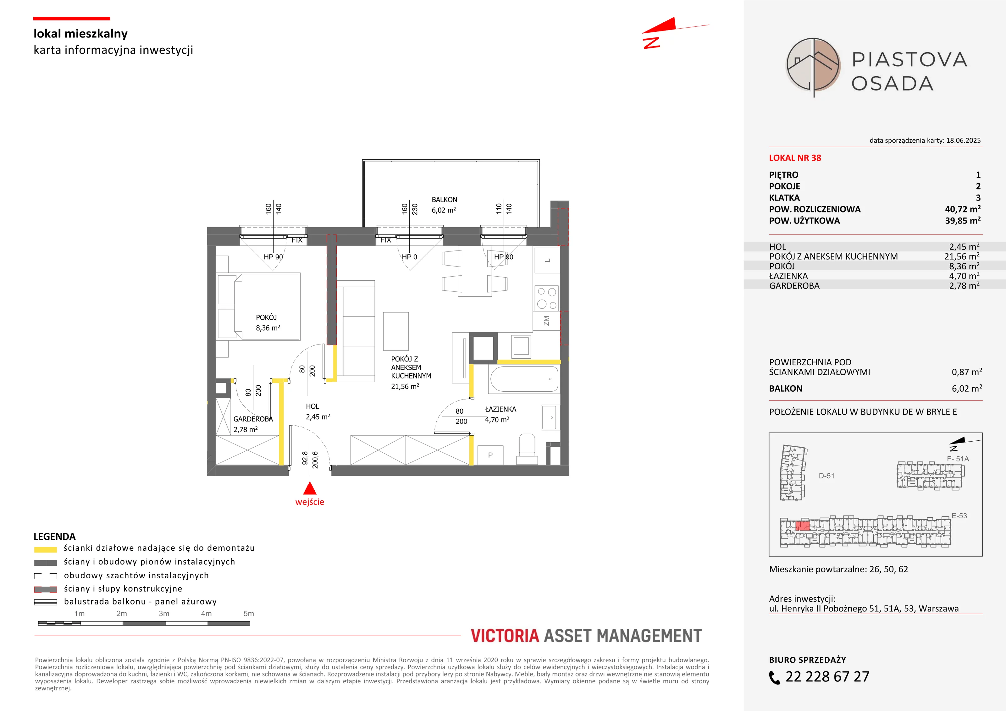 2 pokoje, mieszkanie 40,72 m², piętro 1, oferta nr E-38, Piastova Osada, Warszawa, Ursus, Gołąbki, ul. Henryka II Pobożnego