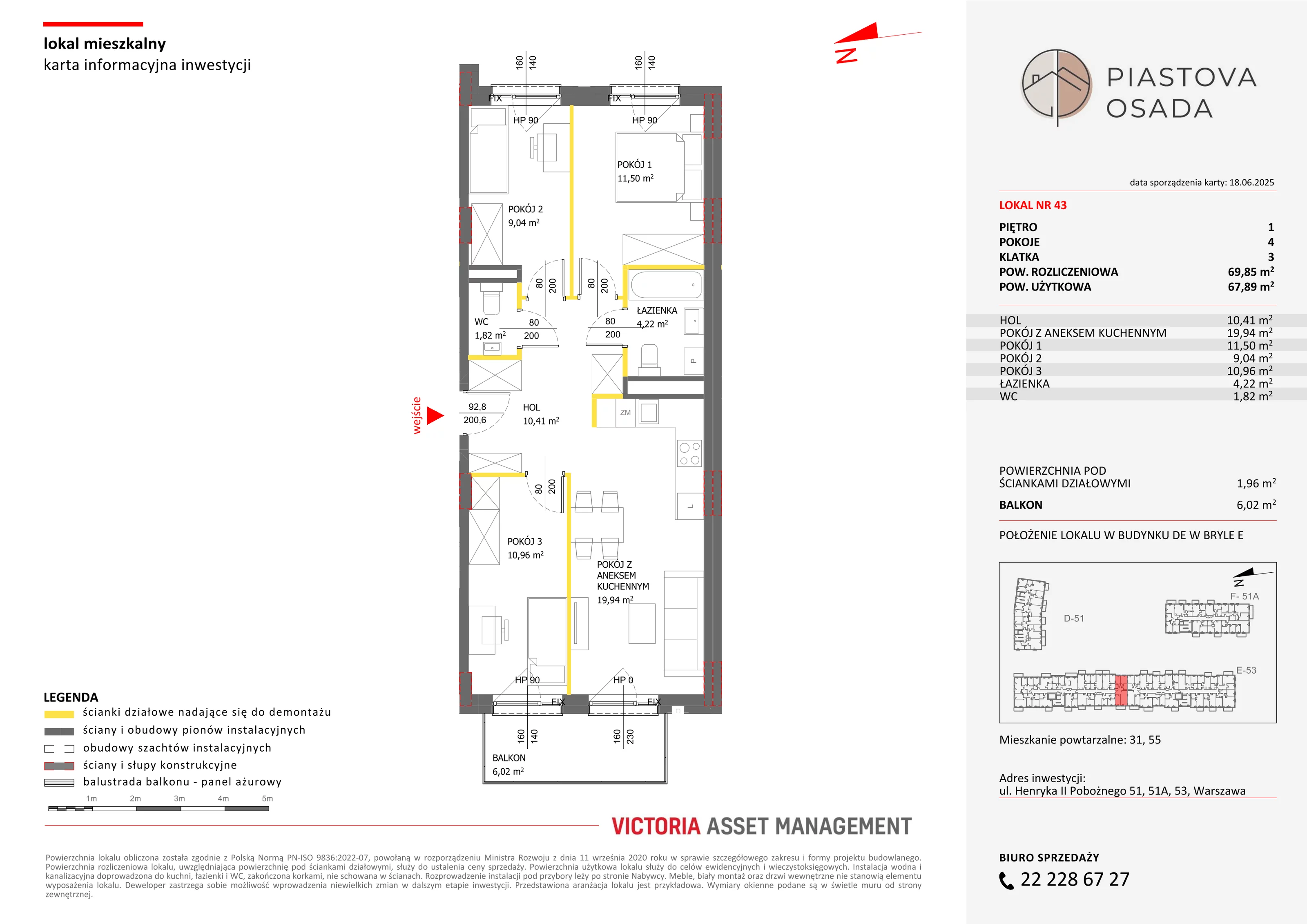 4 pokoje, mieszkanie 69,85 m², piętro 1, oferta nr E-43, Piastova Osada, Warszawa, Ursus, Gołąbki, ul. Henryka II Pobożnego