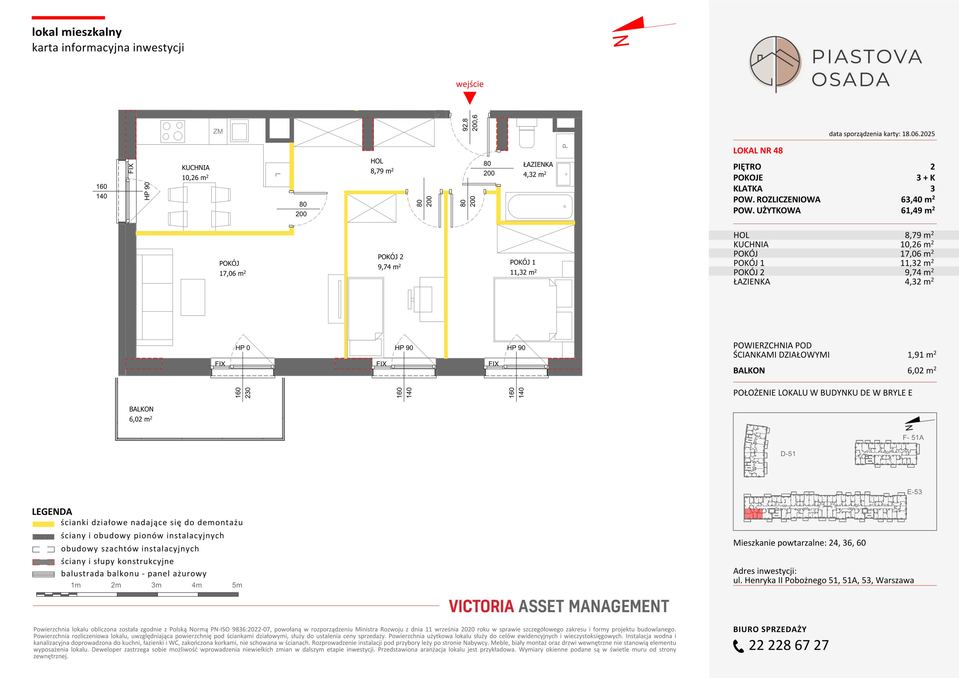3 pokoje, mieszkanie 63,40 m², piętro 2, oferta nr E-48, Piastova Osada, Warszawa, Ursus, Gołąbki, ul. Henryka II Pobożnego