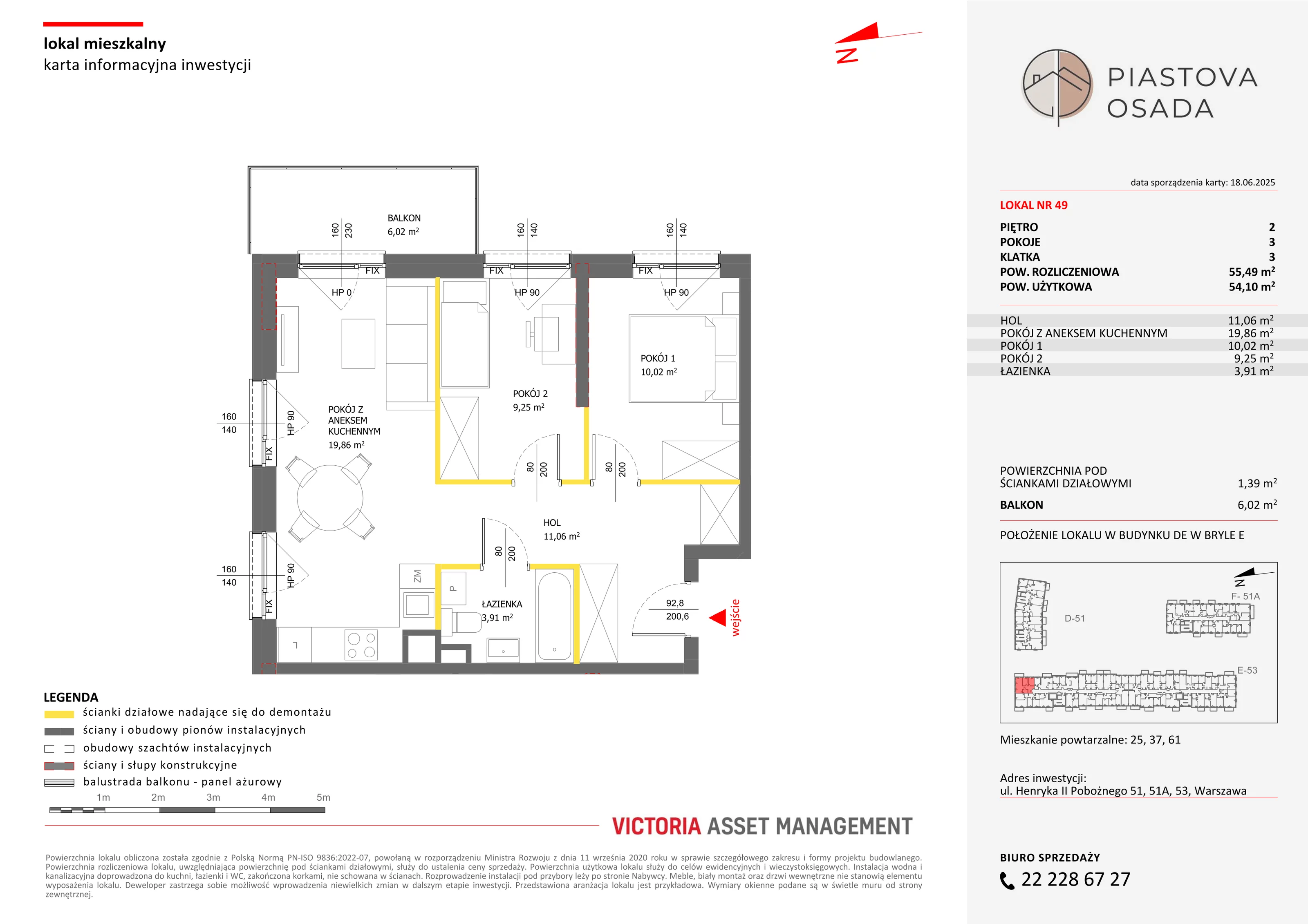 3 pokoje, mieszkanie 55,49 m², piętro 2, oferta nr E-49, Piastova Osada, Warszawa, Ursus, Gołąbki, ul. Henryka II Pobożnego