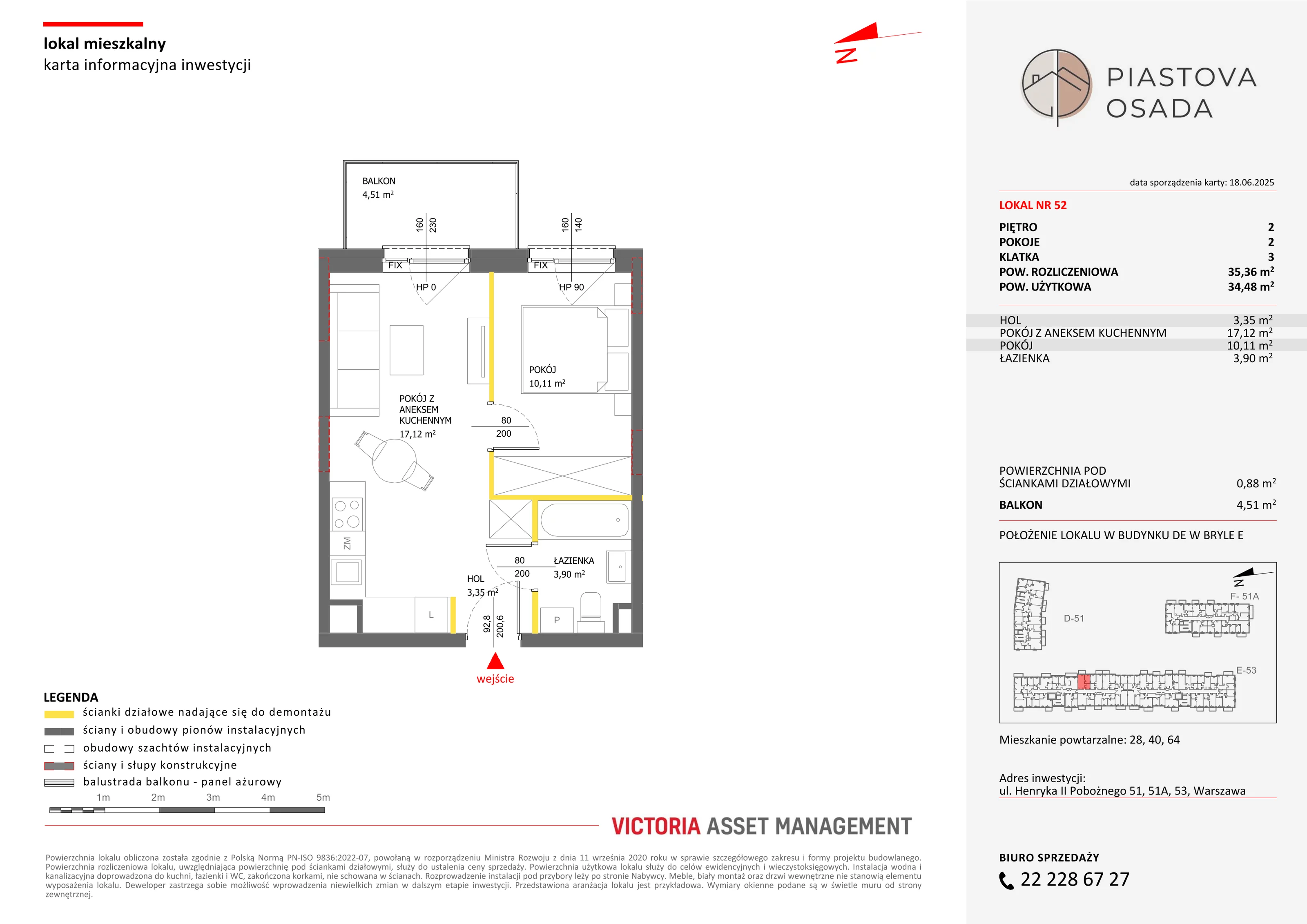 2 pokoje, mieszkanie 35,36 m², piętro 2, oferta nr E-52, Piastova Osada, Warszawa, Ursus, Gołąbki, ul. Henryka II Pobożnego