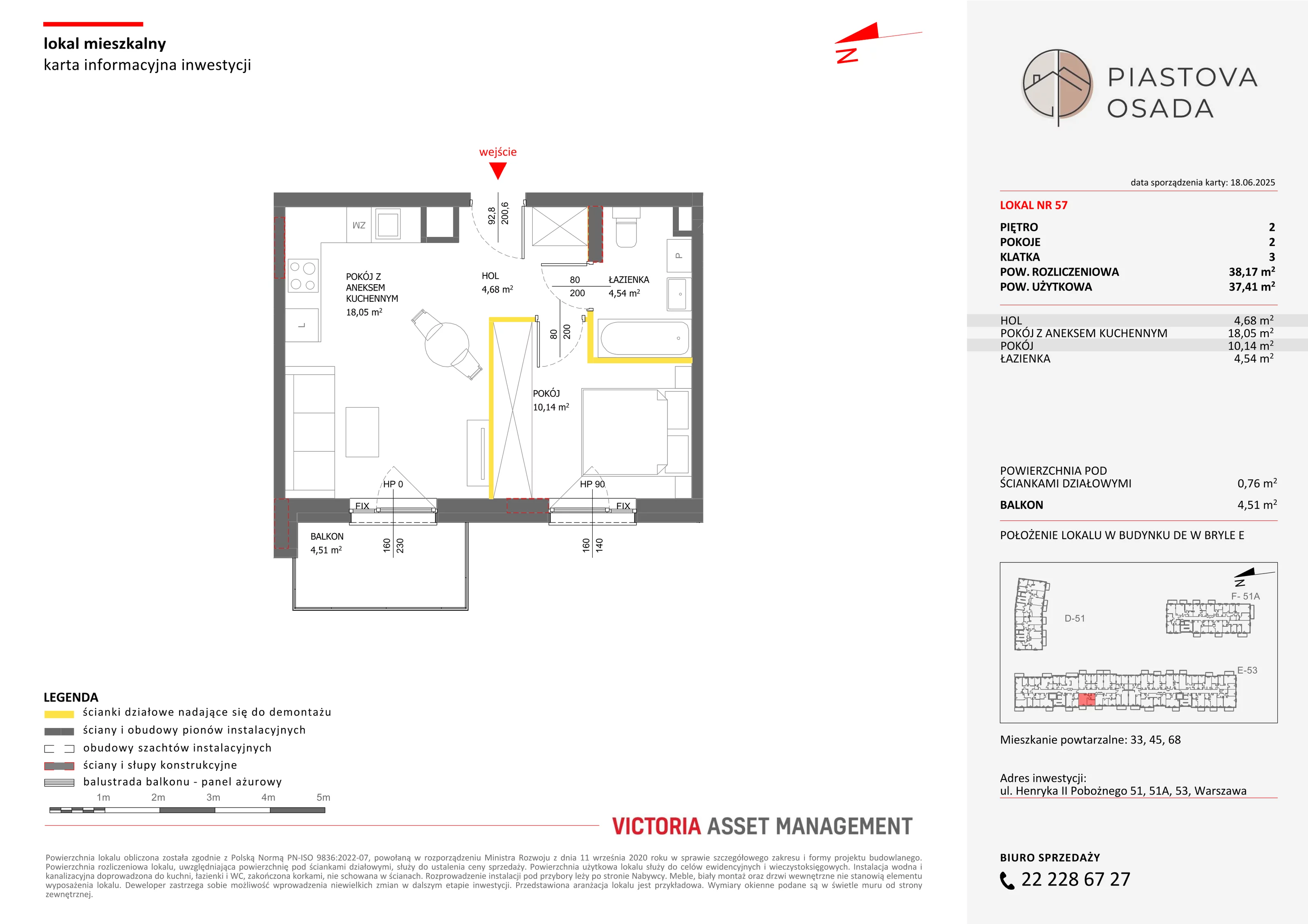 2 pokoje, mieszkanie 38,17 m², piętro 2, oferta nr E-57, Piastova Osada, Warszawa, Ursus, Gołąbki, ul. Henryka II Pobożnego
