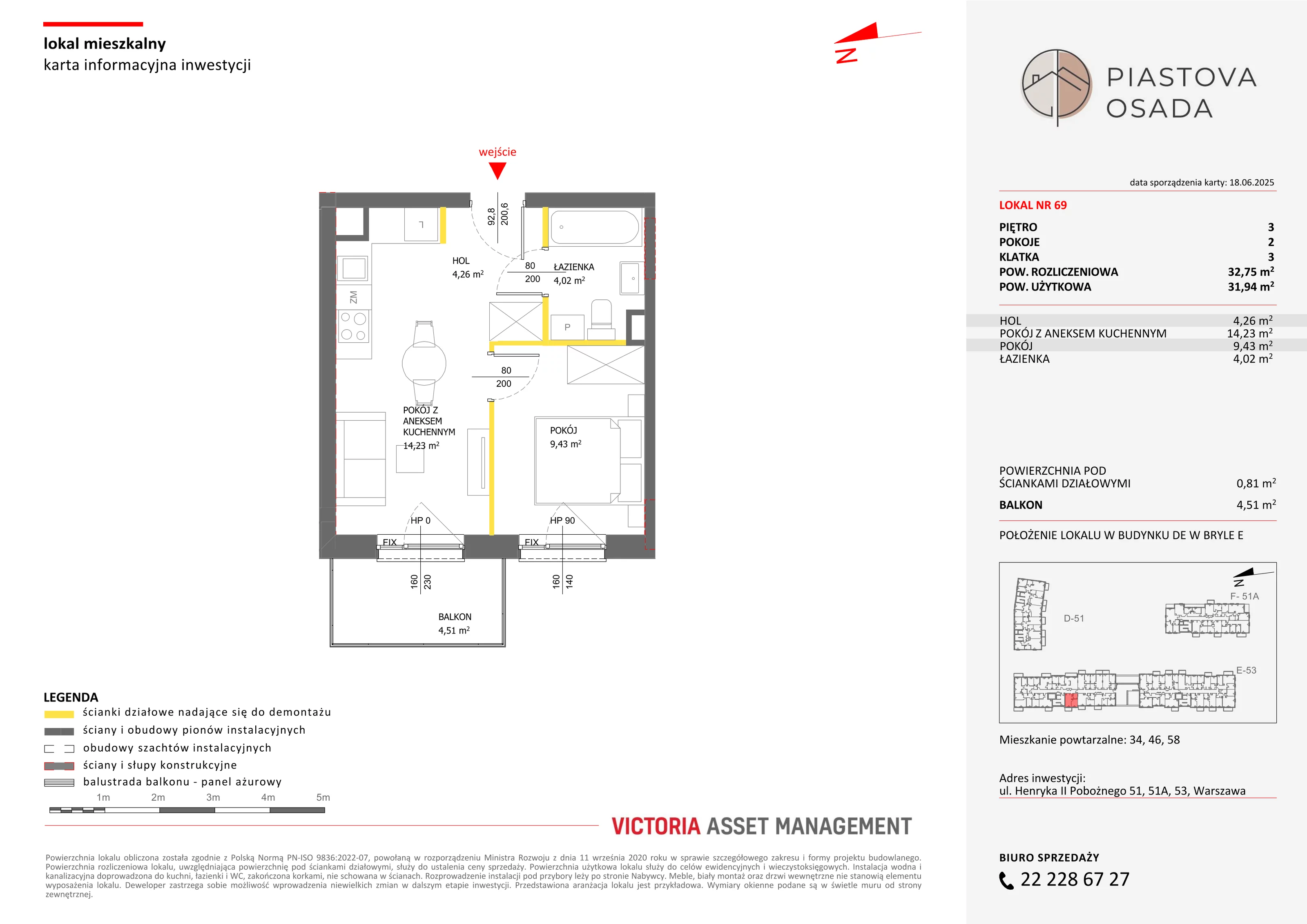 2 pokoje, mieszkanie 32,75 m², piętro 3, oferta nr E-69, Piastova Osada, Warszawa, Ursus, Gołąbki, ul. Henryka II Pobożnego