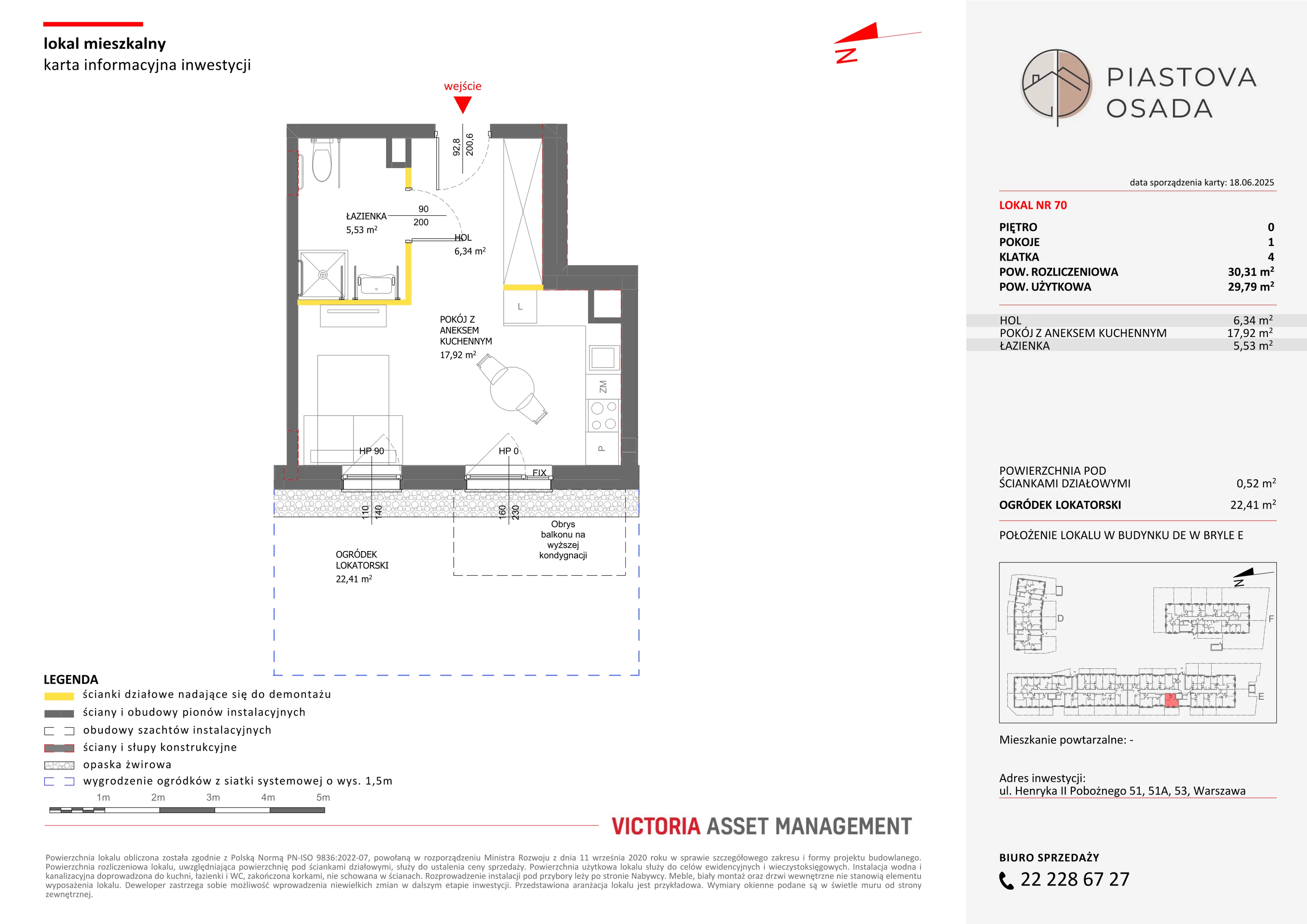 1 pokój, mieszkanie 30,31 m², parter, oferta nr E-70, Piastova Osada, Warszawa, Ursus, Gołąbki, ul. Henryka II Pobożnego