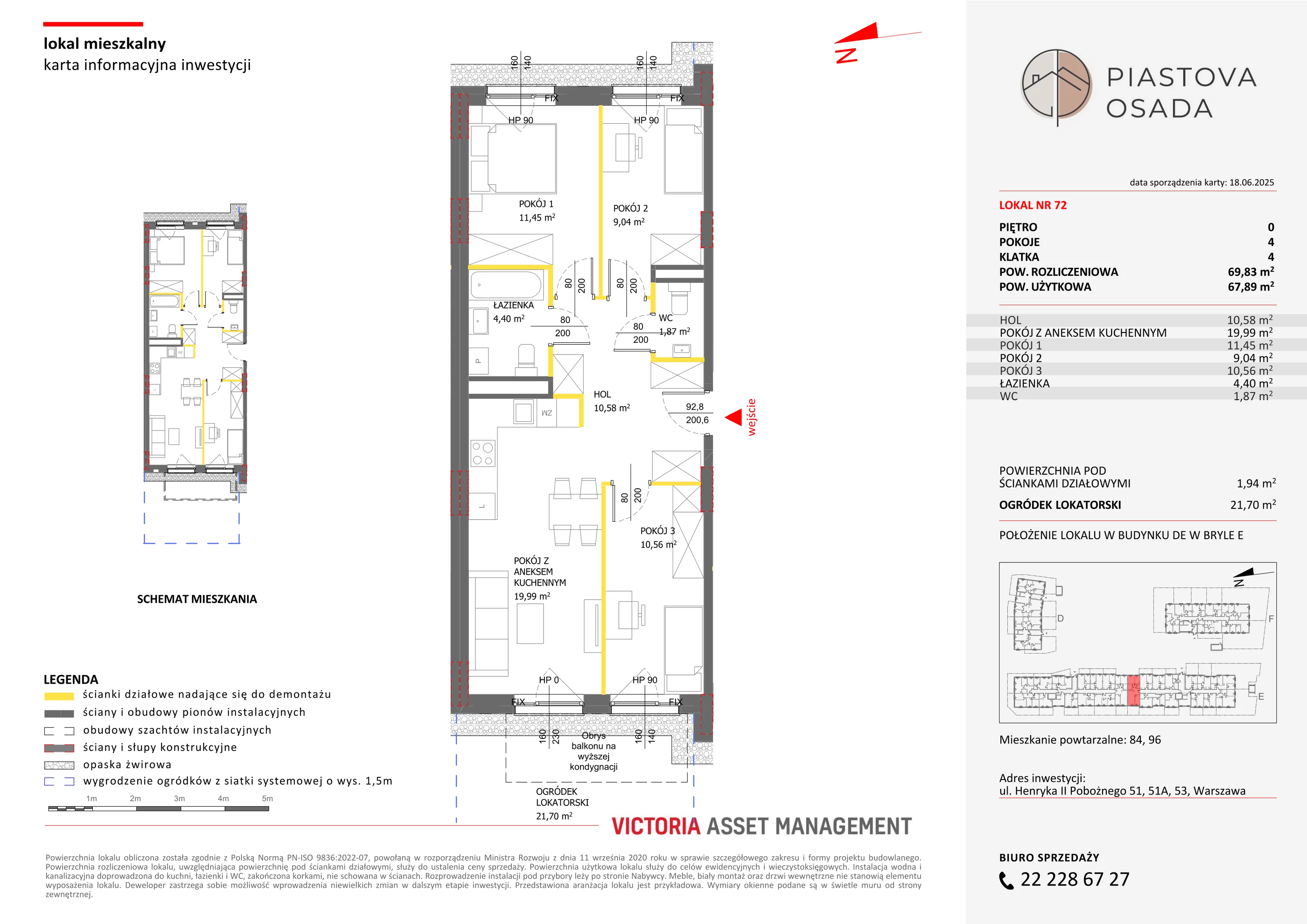 4 pokoje, mieszkanie 69,83 m², parter, oferta nr E-72, Piastova Osada, Warszawa, Ursus, Gołąbki, ul. Henryka II Pobożnego