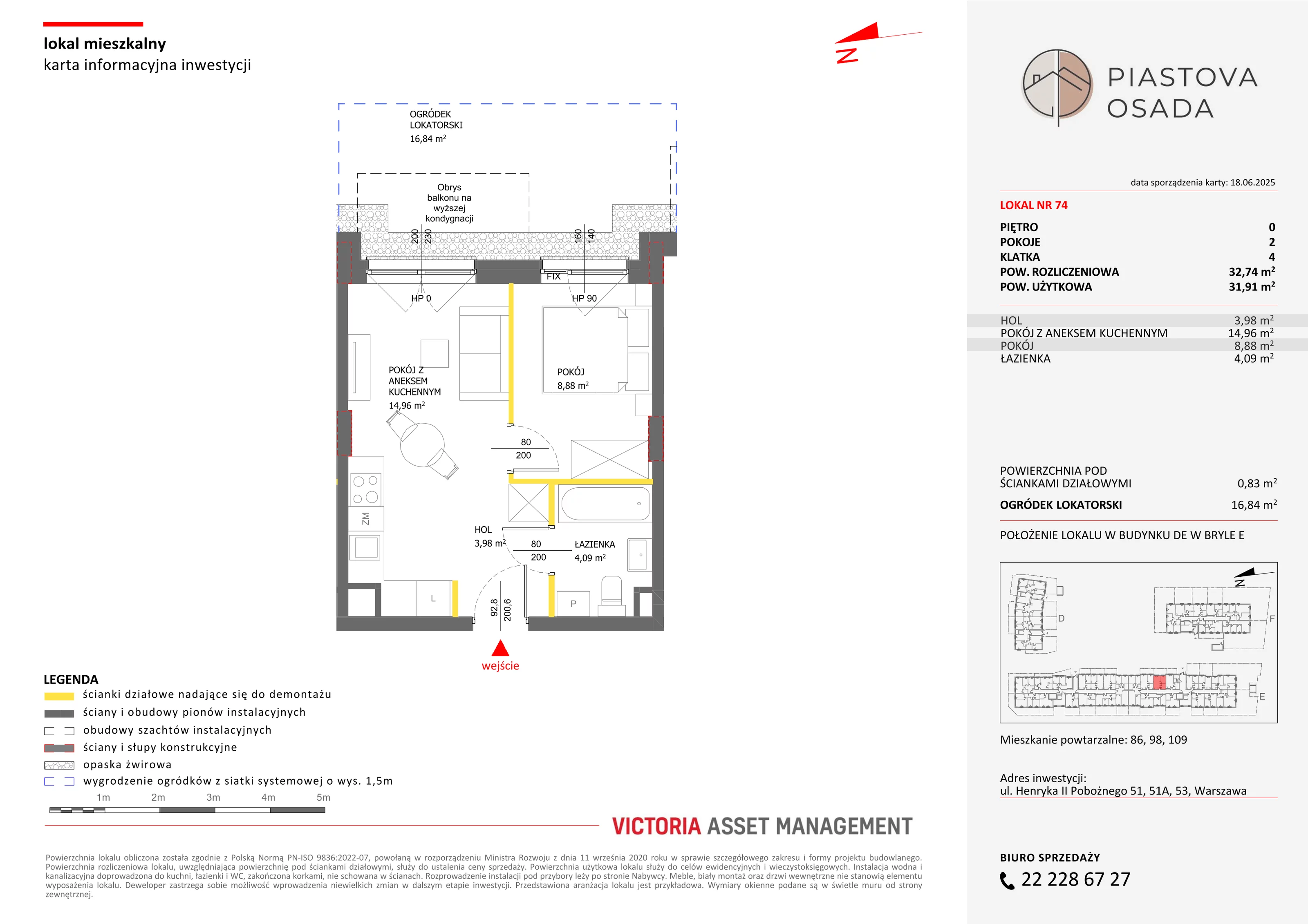 2 pokoje, mieszkanie 32,74 m², parter, oferta nr E-74, Piastova Osada, Warszawa, Ursus, Gołąbki, ul. Henryka II Pobożnego