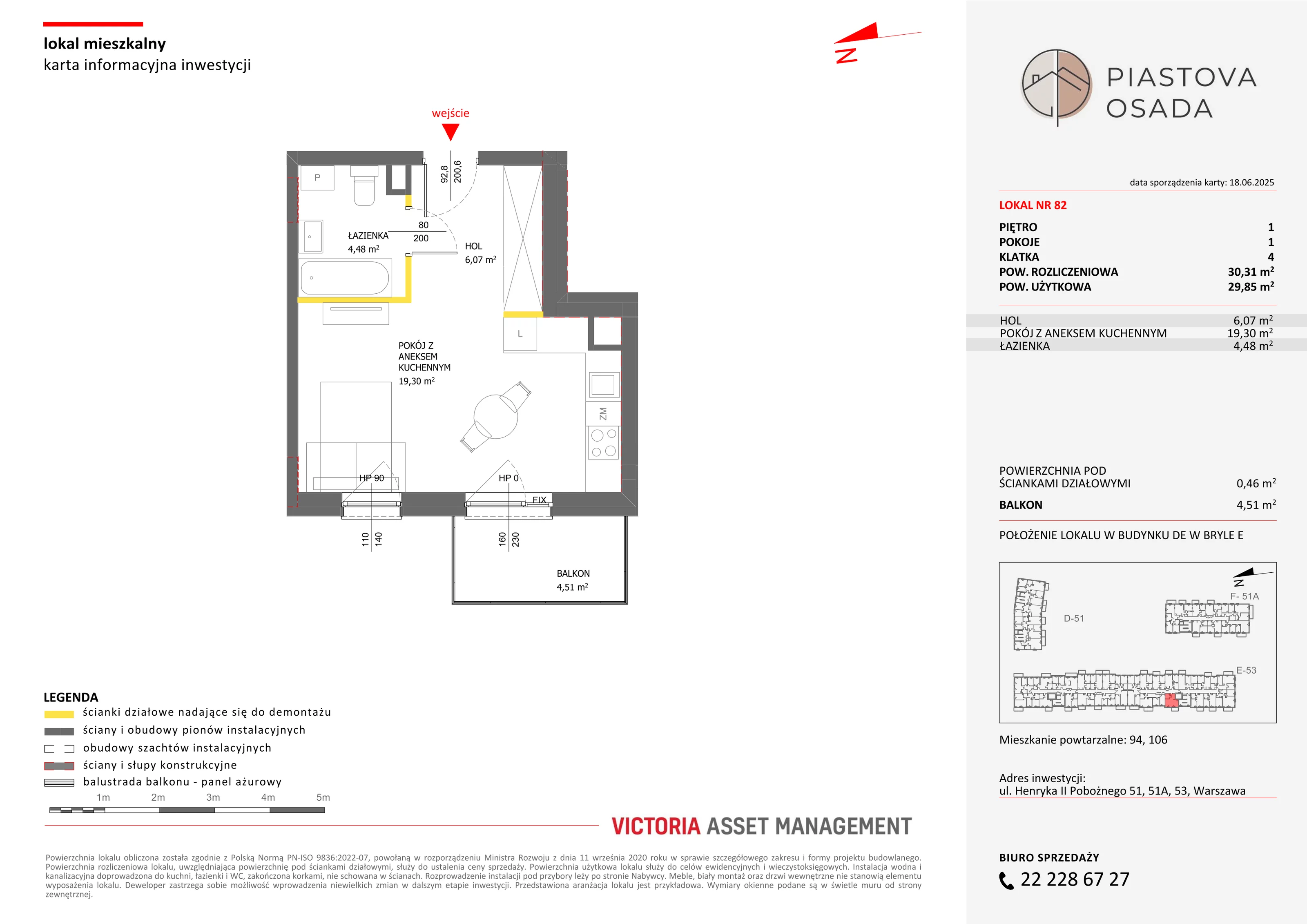 1 pokój, mieszkanie 30,31 m², piętro 1, oferta nr E-82, Piastova Osada, Warszawa, Ursus, Gołąbki, ul. Henryka II Pobożnego