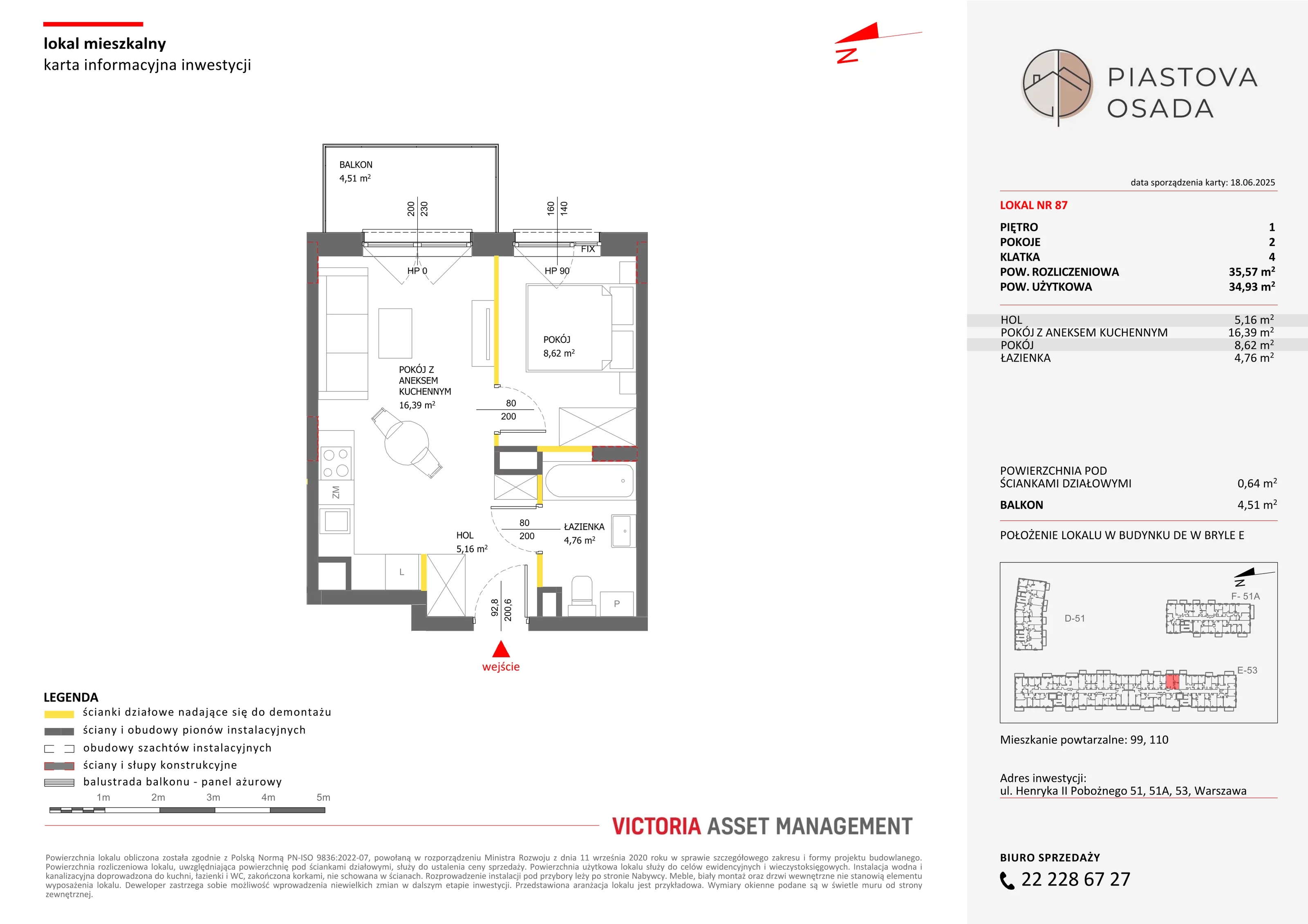 2 pokoje, mieszkanie 35,57 m², piętro 1, oferta nr E-87, Piastova Osada, Warszawa, Ursus, Gołąbki, ul. Henryka II Pobożnego