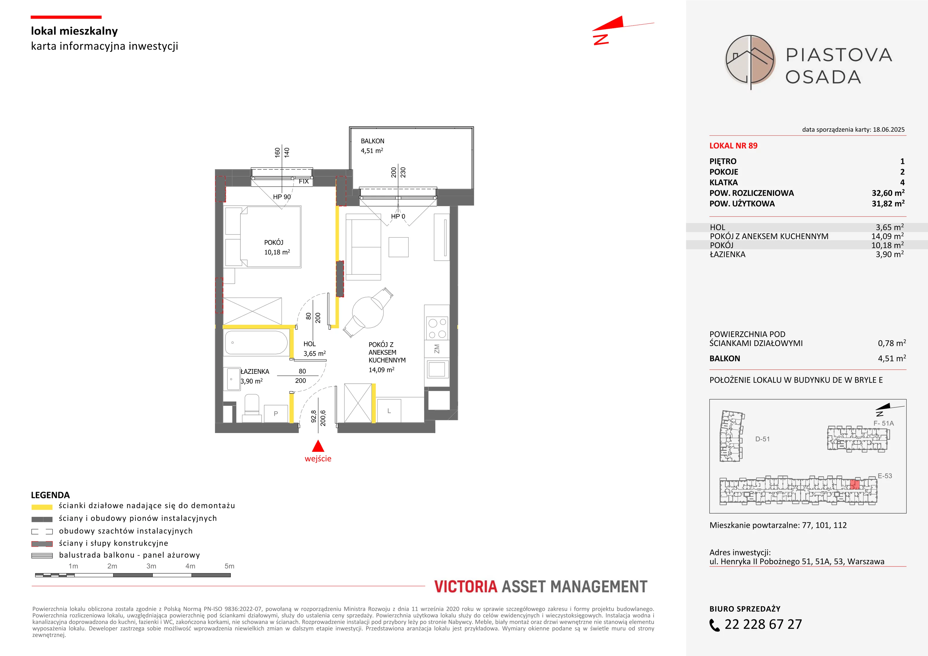 2 pokoje, mieszkanie 32,60 m², piętro 1, oferta nr E-89, Piastova Osada, Warszawa, Ursus, Gołąbki, ul. Henryka II Pobożnego