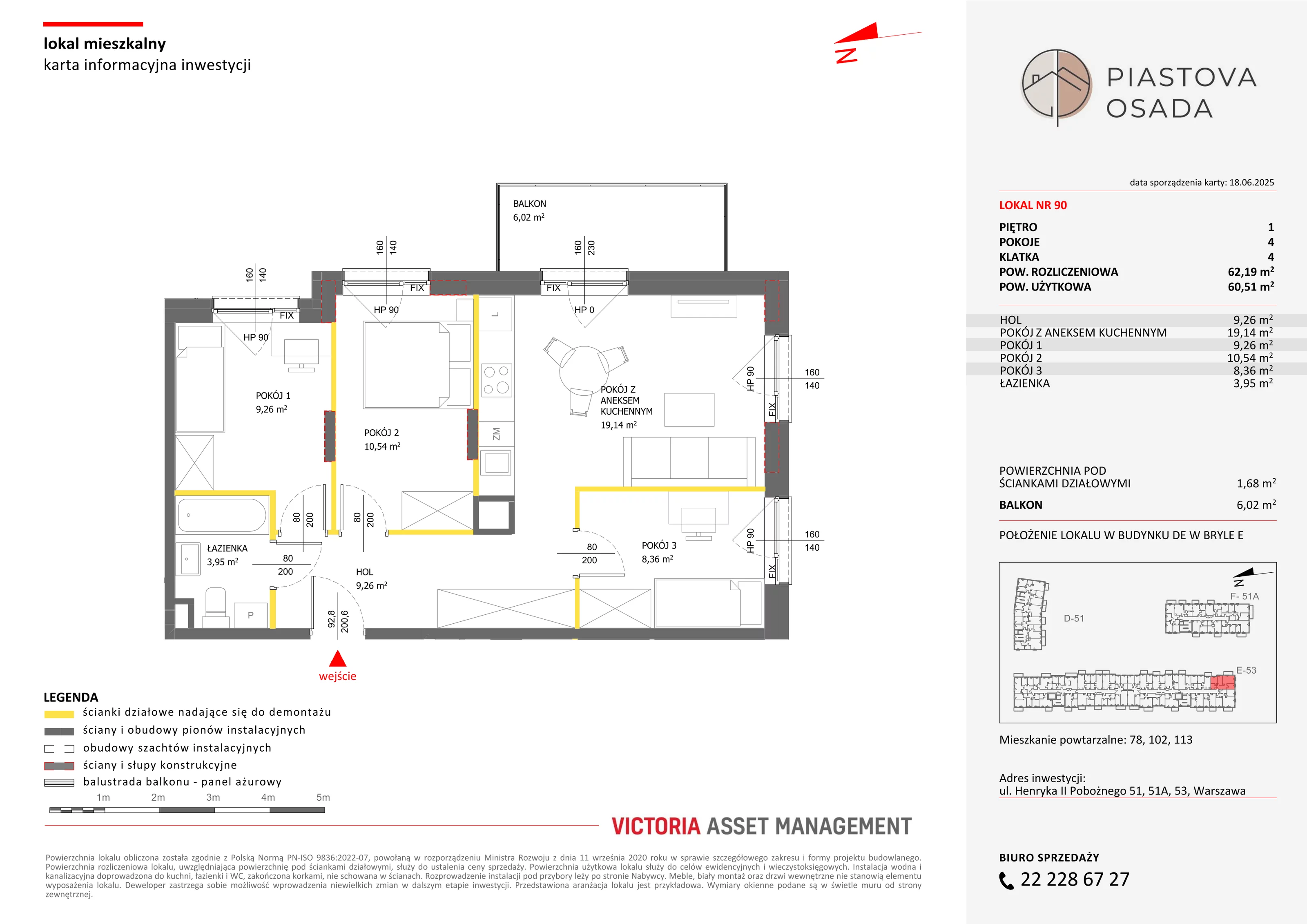 4 pokoje, mieszkanie 62,19 m², piętro 1, oferta nr E-90, Piastova Osada, Warszawa, Ursus, Gołąbki, ul. Henryka II Pobożnego