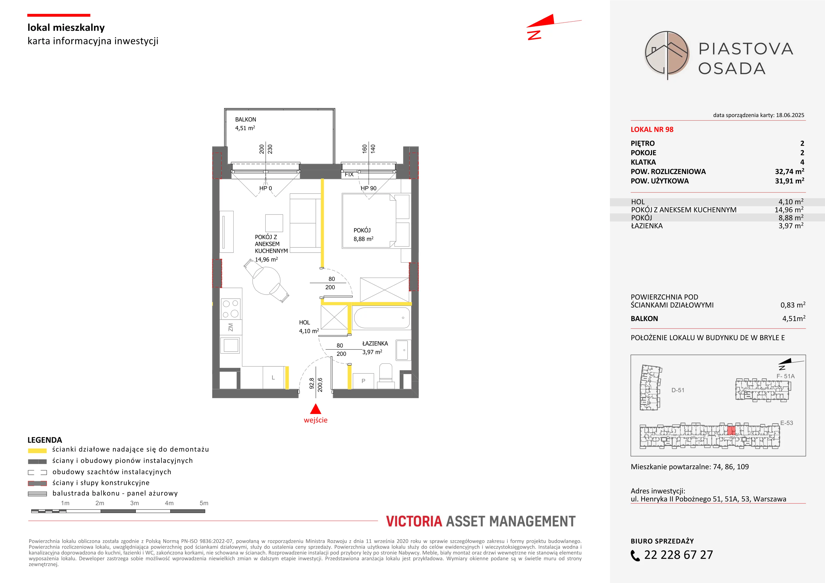 2 pokoje, mieszkanie 32,74 m², piętro 2, oferta nr E-98, Piastova Osada, Warszawa, Ursus, Gołąbki, ul. Henryka II Pobożnego