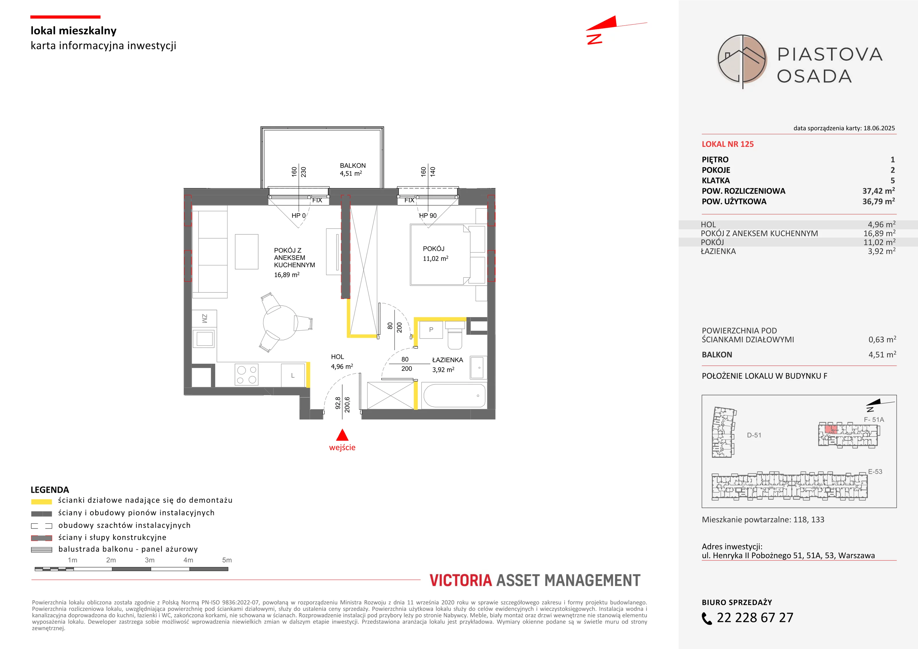 2 pokoje, mieszkanie 37,42 m², piętro 1, oferta nr F-125, Piastova Osada, Warszawa, Ursus, Gołąbki, ul. Henryka II Pobożnego