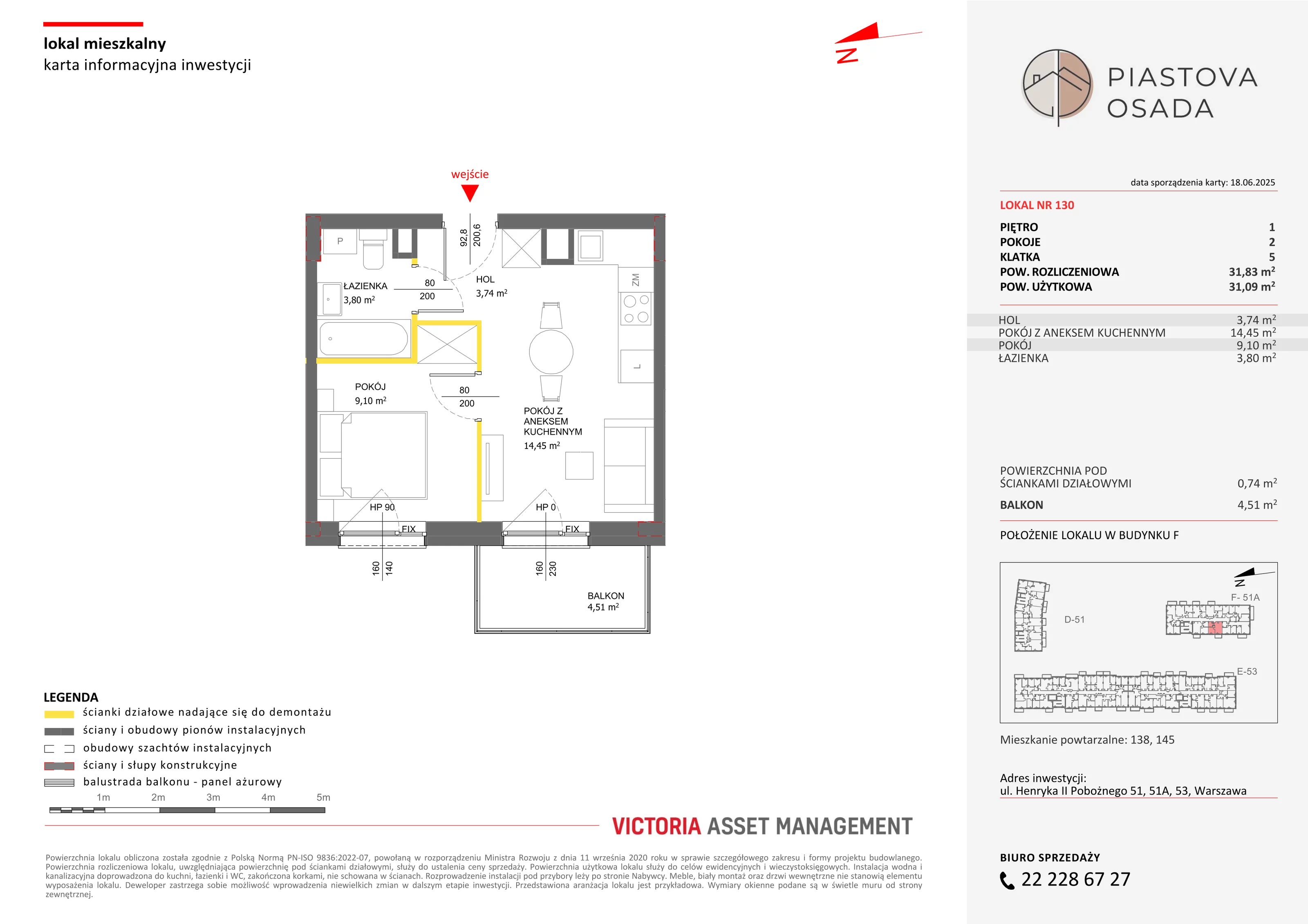 2 pokoje, mieszkanie 31,83 m², piętro 1, oferta nr F-130, Piastova Osada, Warszawa, Ursus, Gołąbki, ul. Henryka II Pobożnego