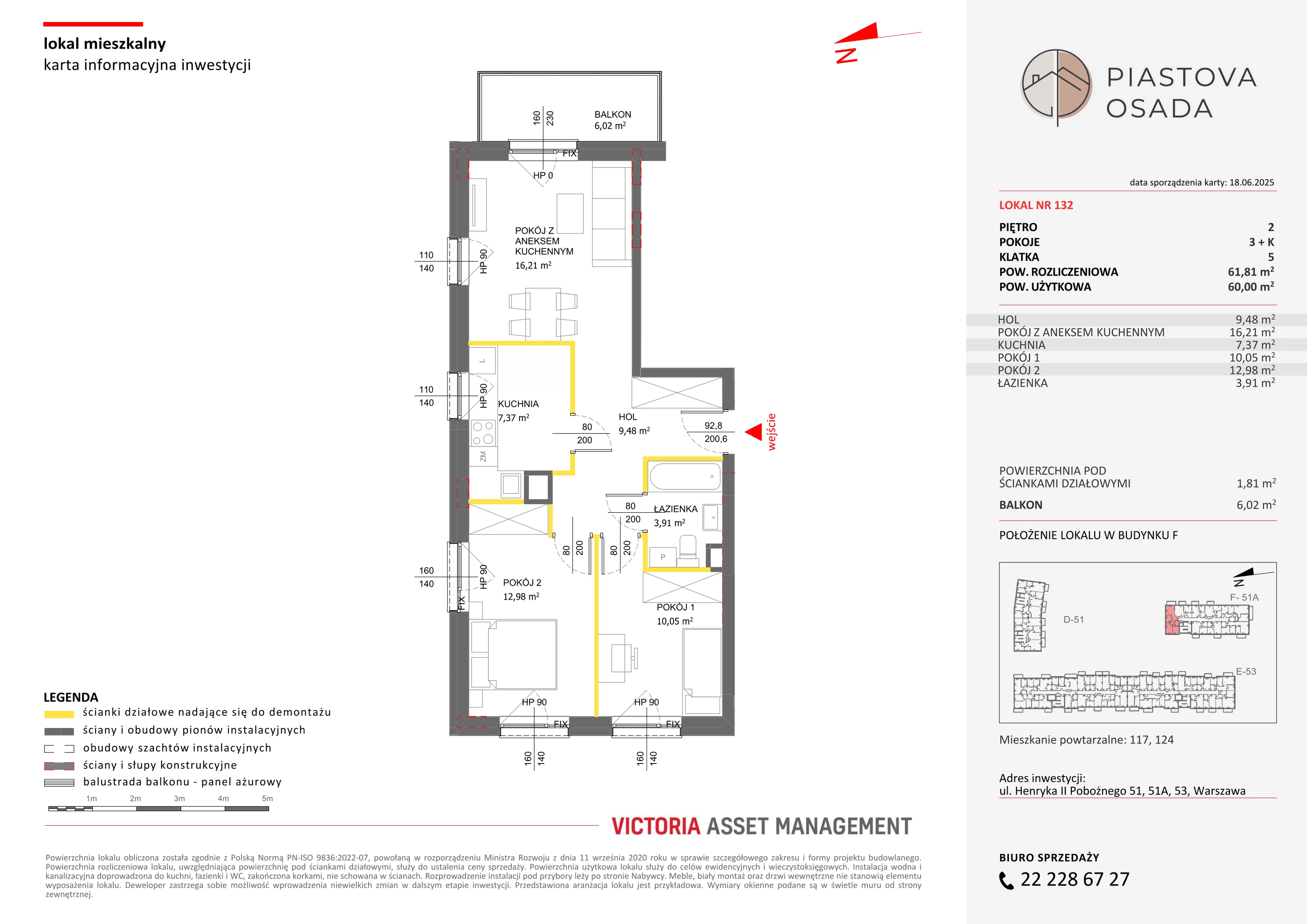 3 pokoje, mieszkanie 61,81 m², piętro 2, oferta nr F-132, Piastova Osada, Warszawa, Ursus, Gołąbki, ul. Henryka II Pobożnego