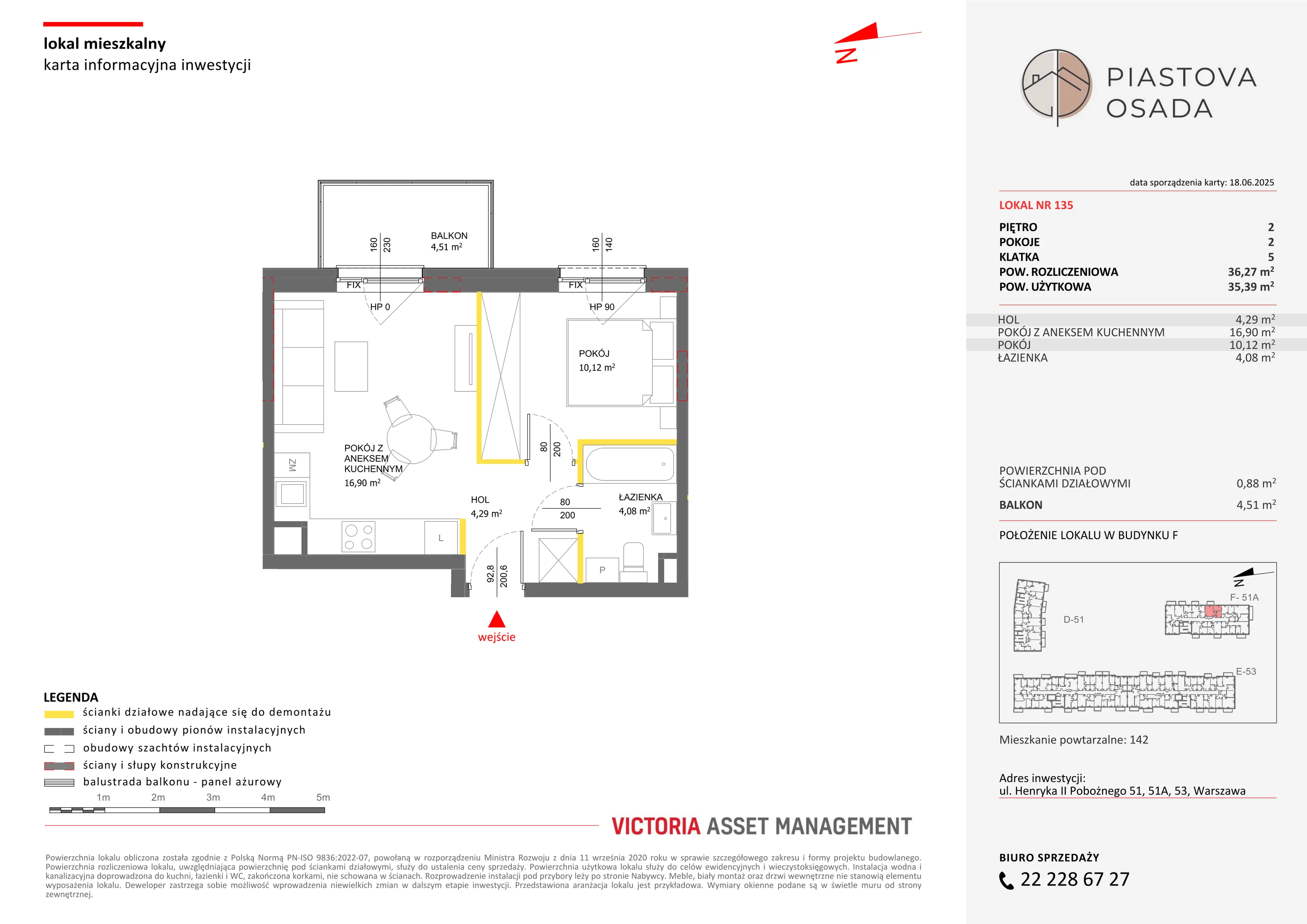 2 pokoje, mieszkanie 36,27 m², piętro 2, oferta nr F-135, Piastova Osada, Warszawa, Ursus, Gołąbki, ul. Henryka II Pobożnego