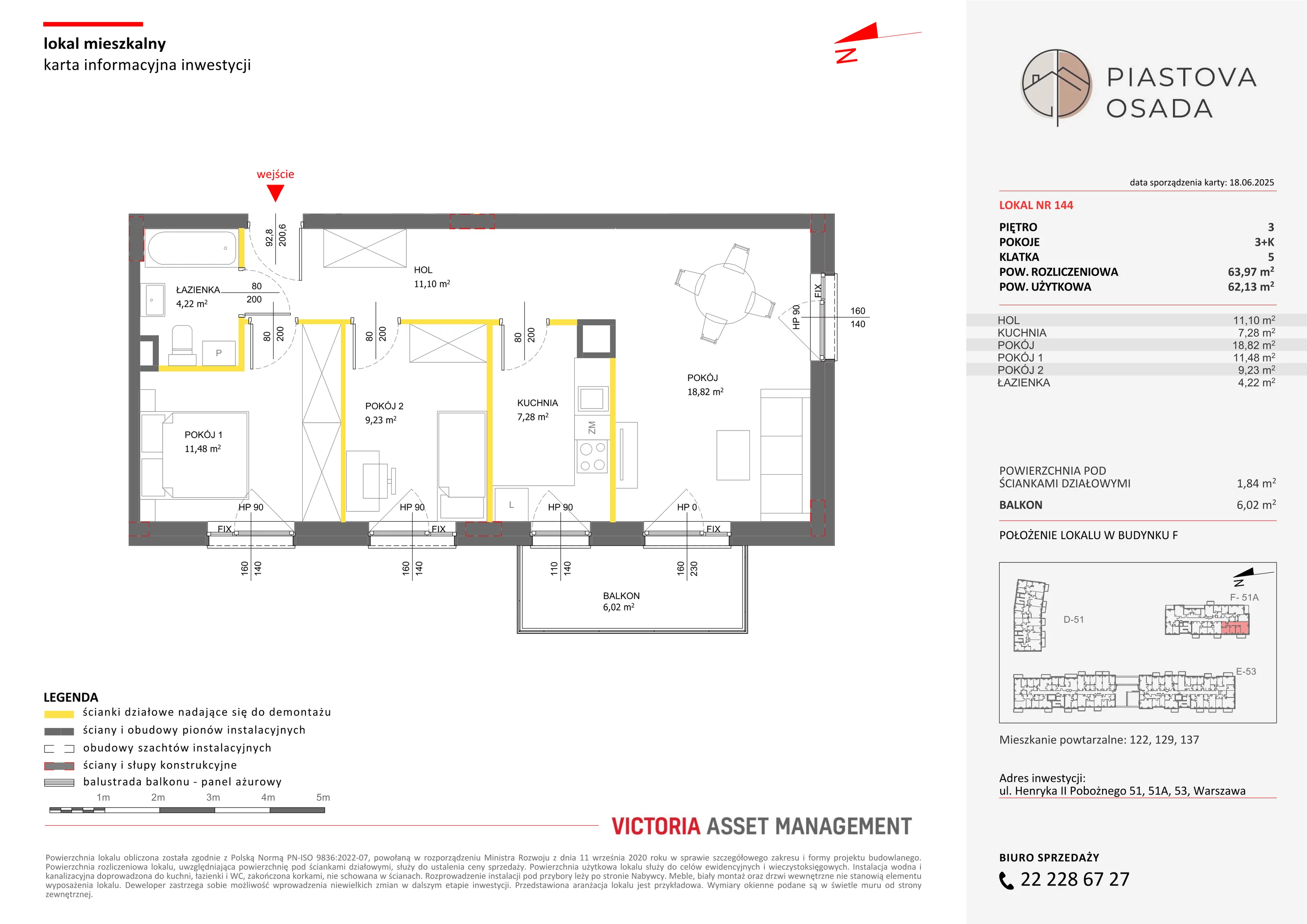 3 pokoje, mieszkanie 63,97 m², piętro 3, oferta nr F-144, Piastova Osada, Warszawa, Ursus, Gołąbki, ul. Henryka II Pobożnego