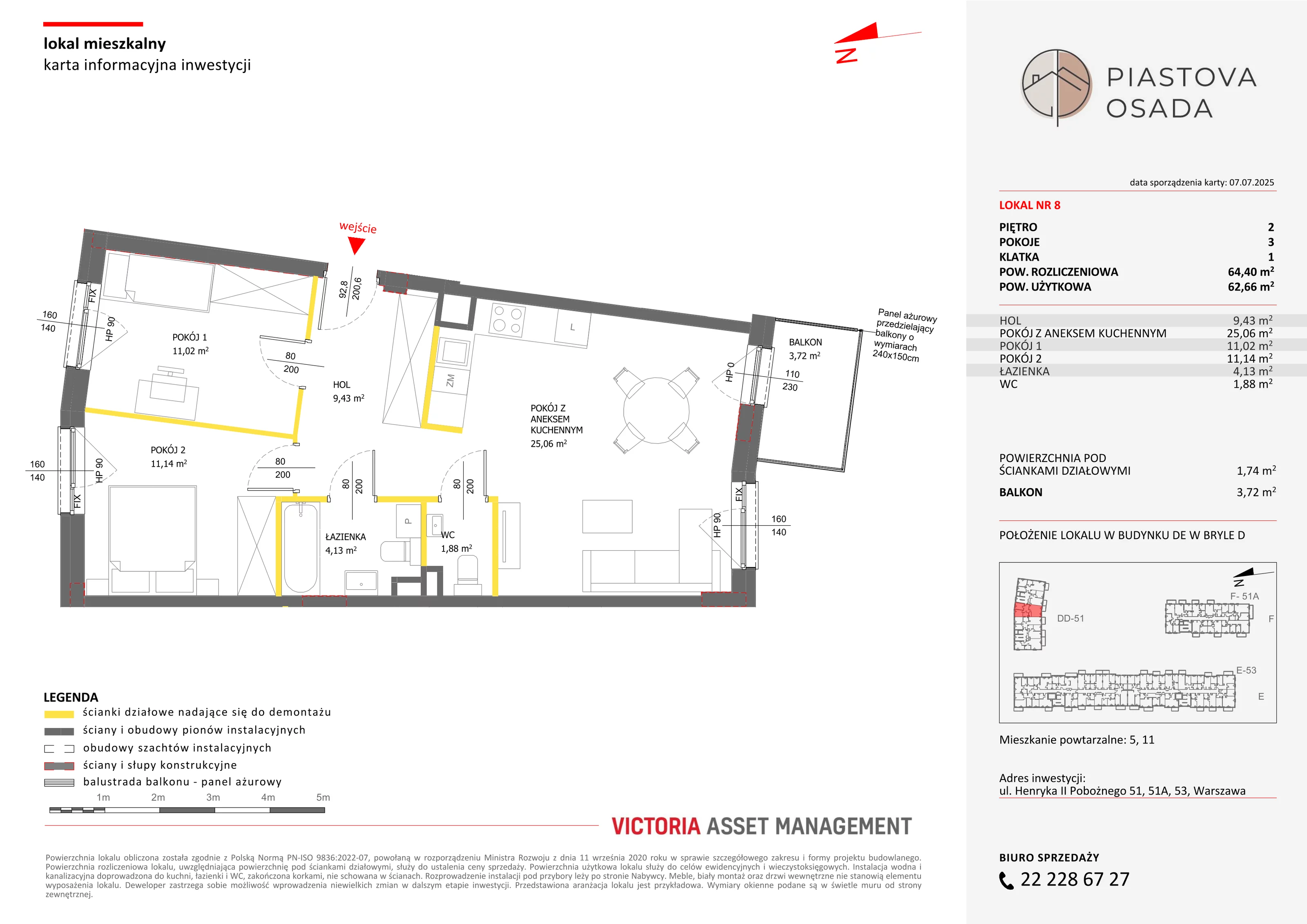 3 pokoje, mieszkanie 64,40 m², piętro 2, oferta nr D-8, Piastova Osada, Warszawa, Ursus, Gołąbki, ul. Henryka II Pobożnego