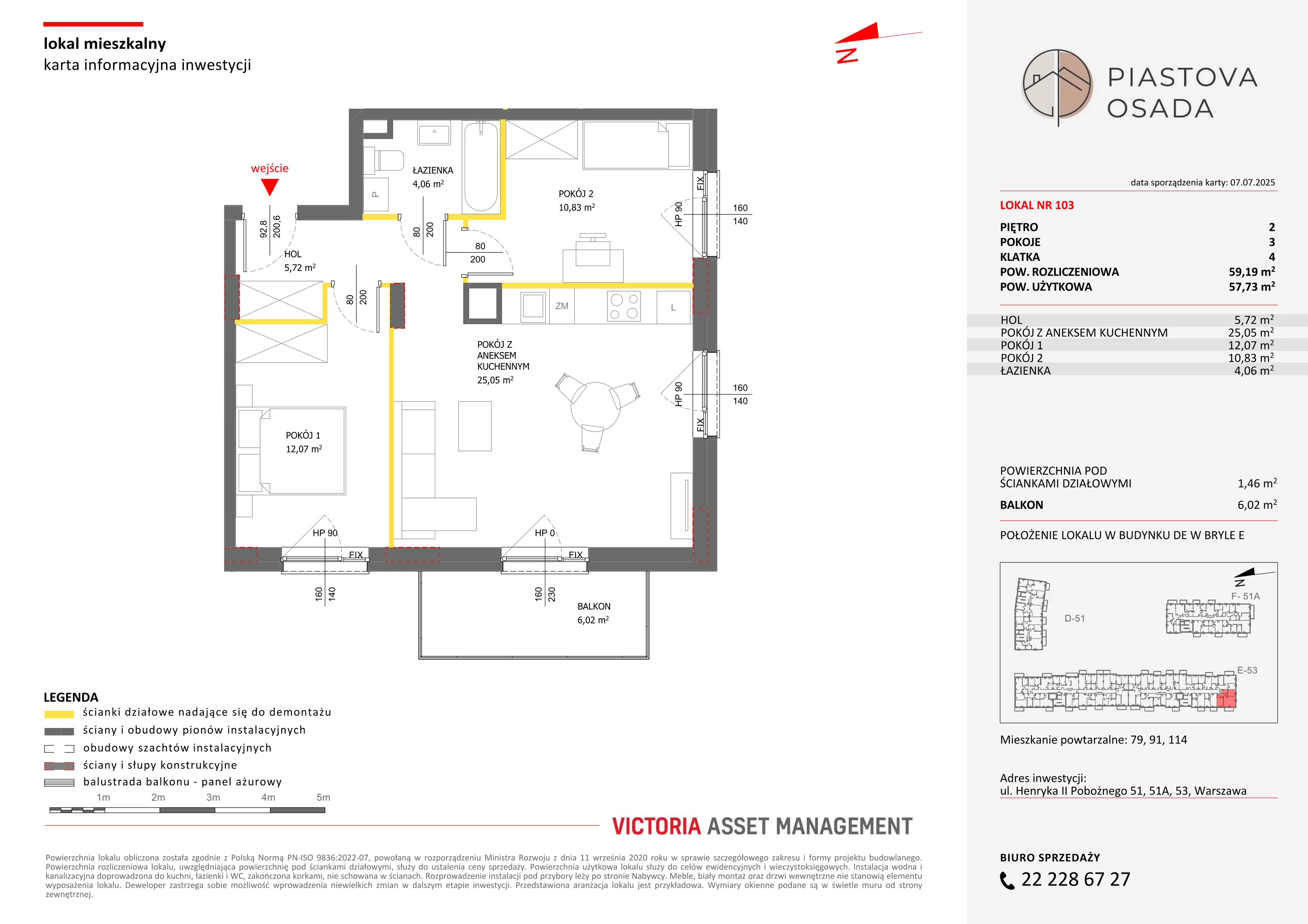 3 pokoje, mieszkanie 59,19 m², piętro 2, oferta nr E-103, Piastova Osada, Warszawa, Ursus, Gołąbki, ul. Henryka II Pobożnego