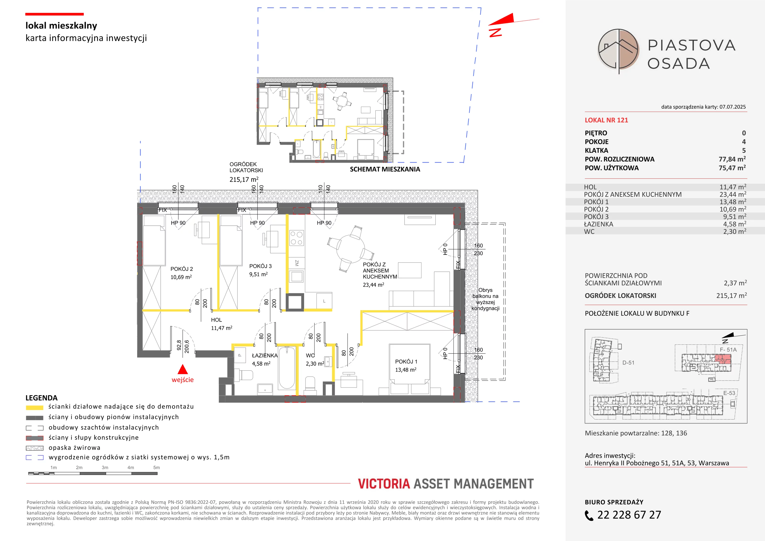 4 pokoje, mieszkanie 77,84 m², parter, oferta nr F-121, Piastova Osada, Warszawa, Ursus, Gołąbki, ul. Henryka II Pobożnego