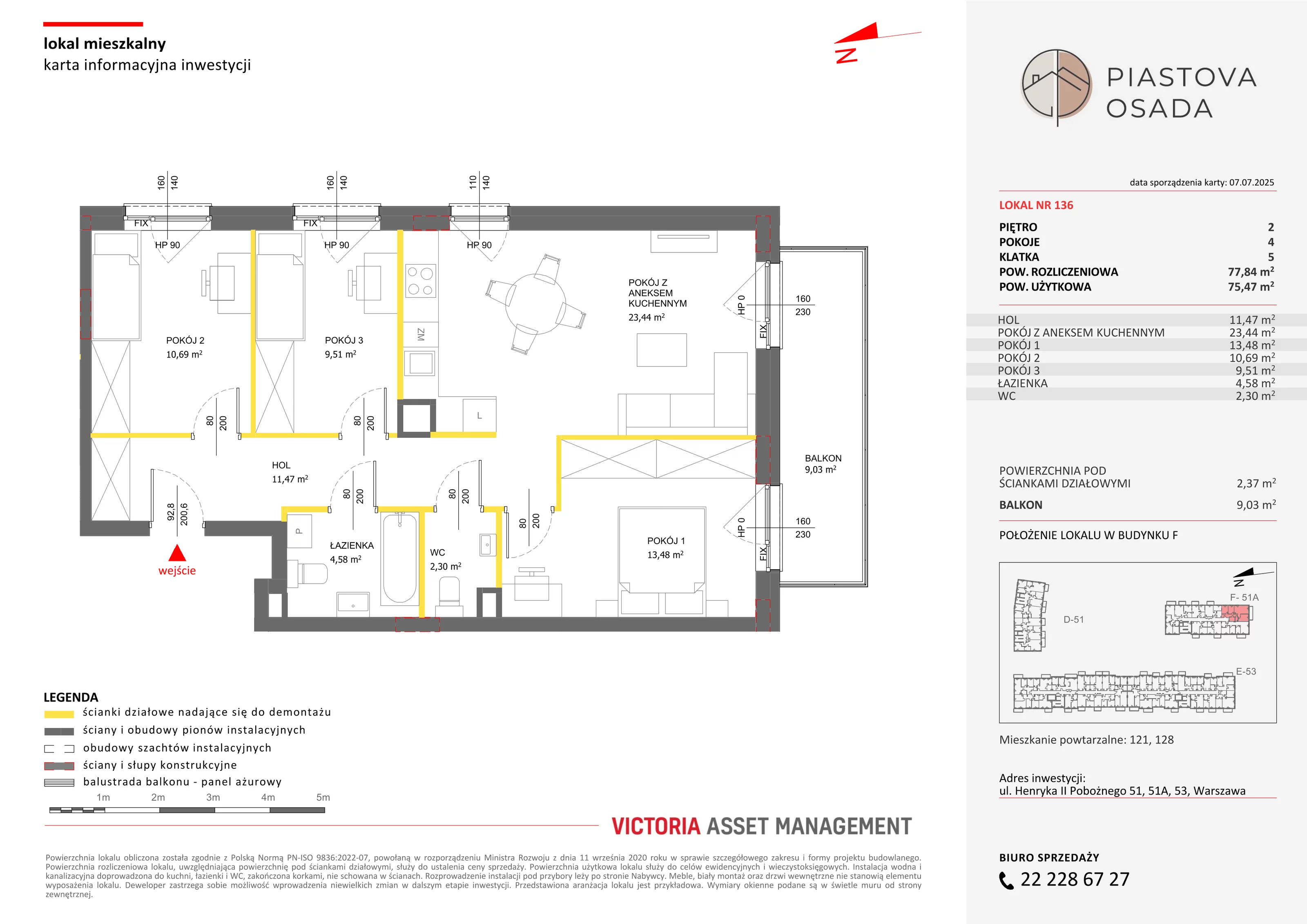 4 pokoje, mieszkanie 77,84 m², piętro 2, oferta nr F-136, Piastova Osada, Warszawa, Ursus, Gołąbki, ul. Henryka II Pobożnego
