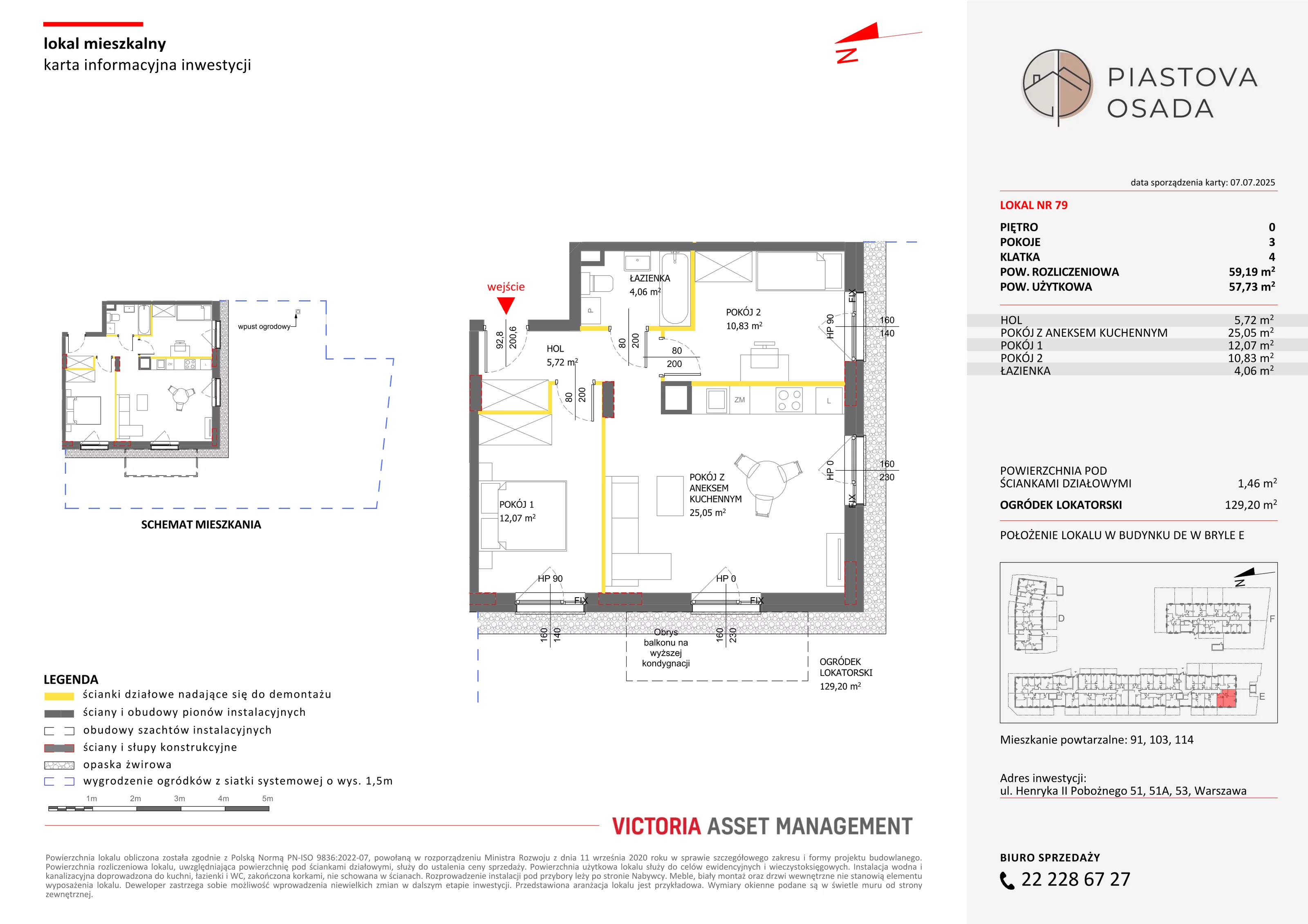 3 pokoje, mieszkanie 59,19 m², parter, oferta nr E-79, Piastova Osada, Warszawa, Ursus, Gołąbki, ul. Henryka II Pobożnego