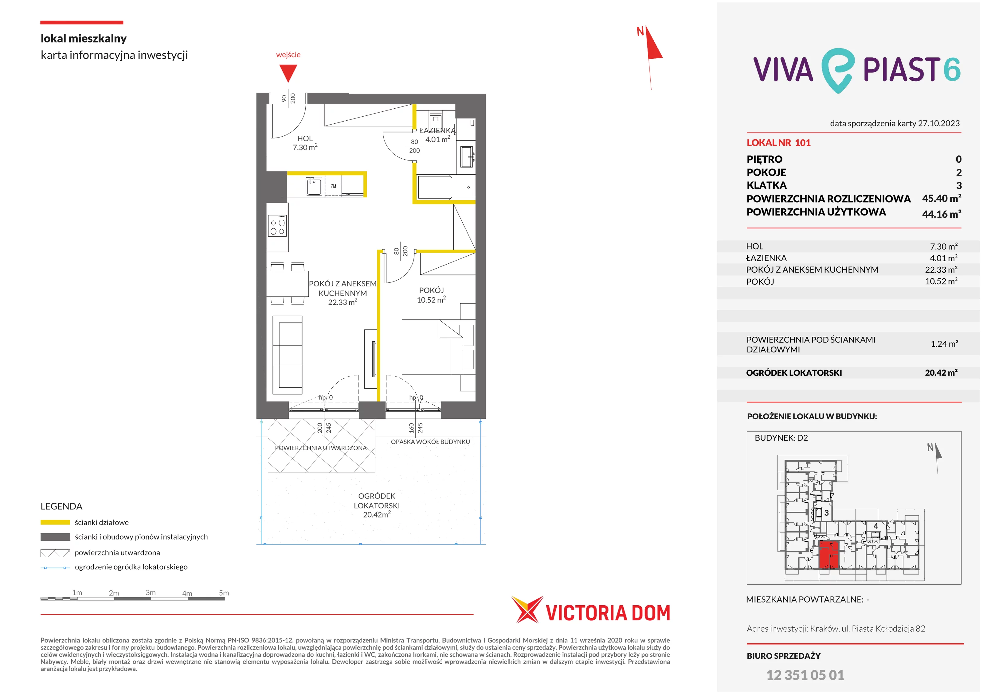 Mieszkanie 45,40 m², parter, oferta nr VI/101, Viva Piast 6, Kraków, Mistrzejowice, ul. Powstańców 82