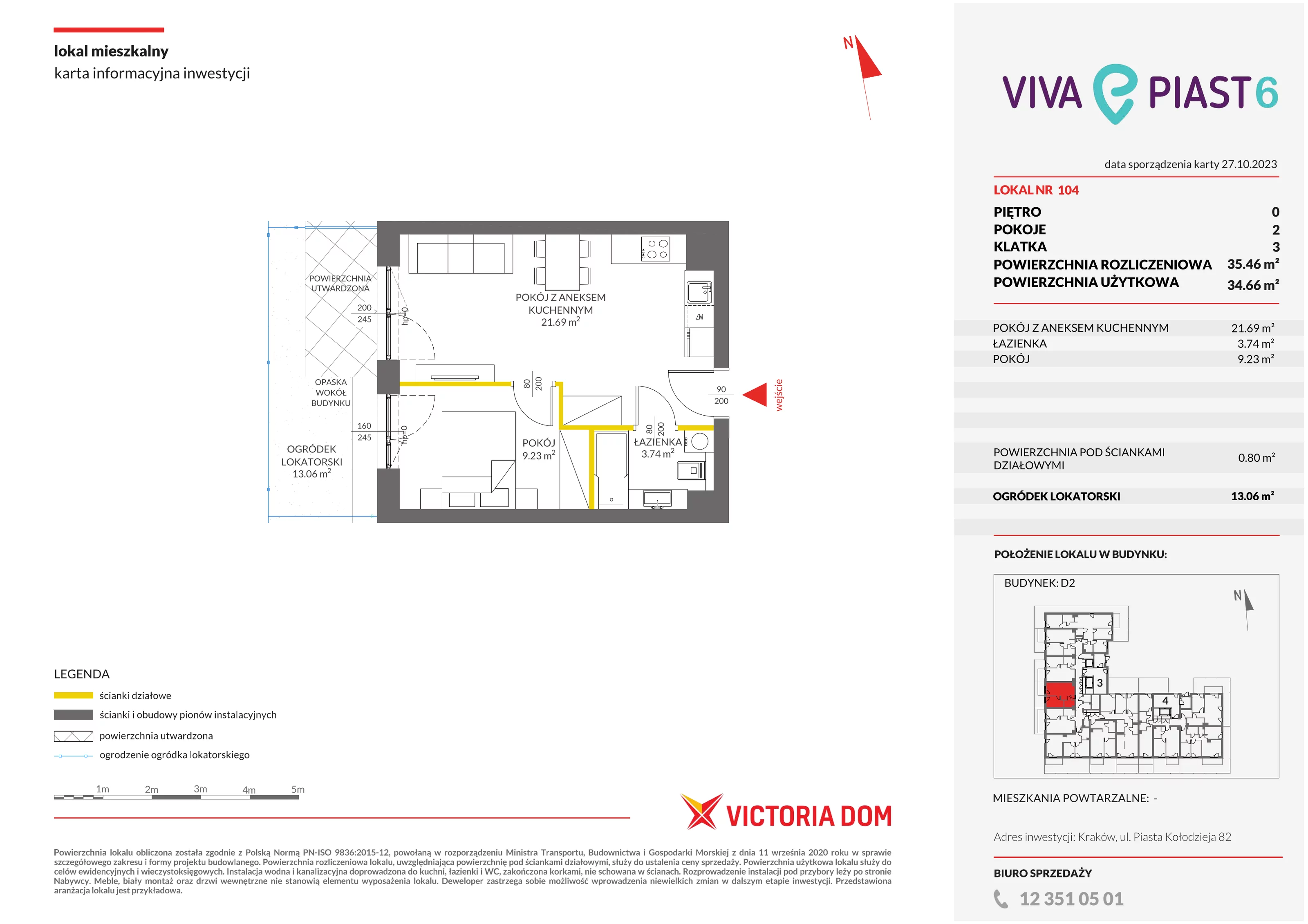 Mieszkanie 35,46 m², parter, oferta nr VI/104, Viva Piast 6, Kraków, Mistrzejowice, ul. Powstańców 82