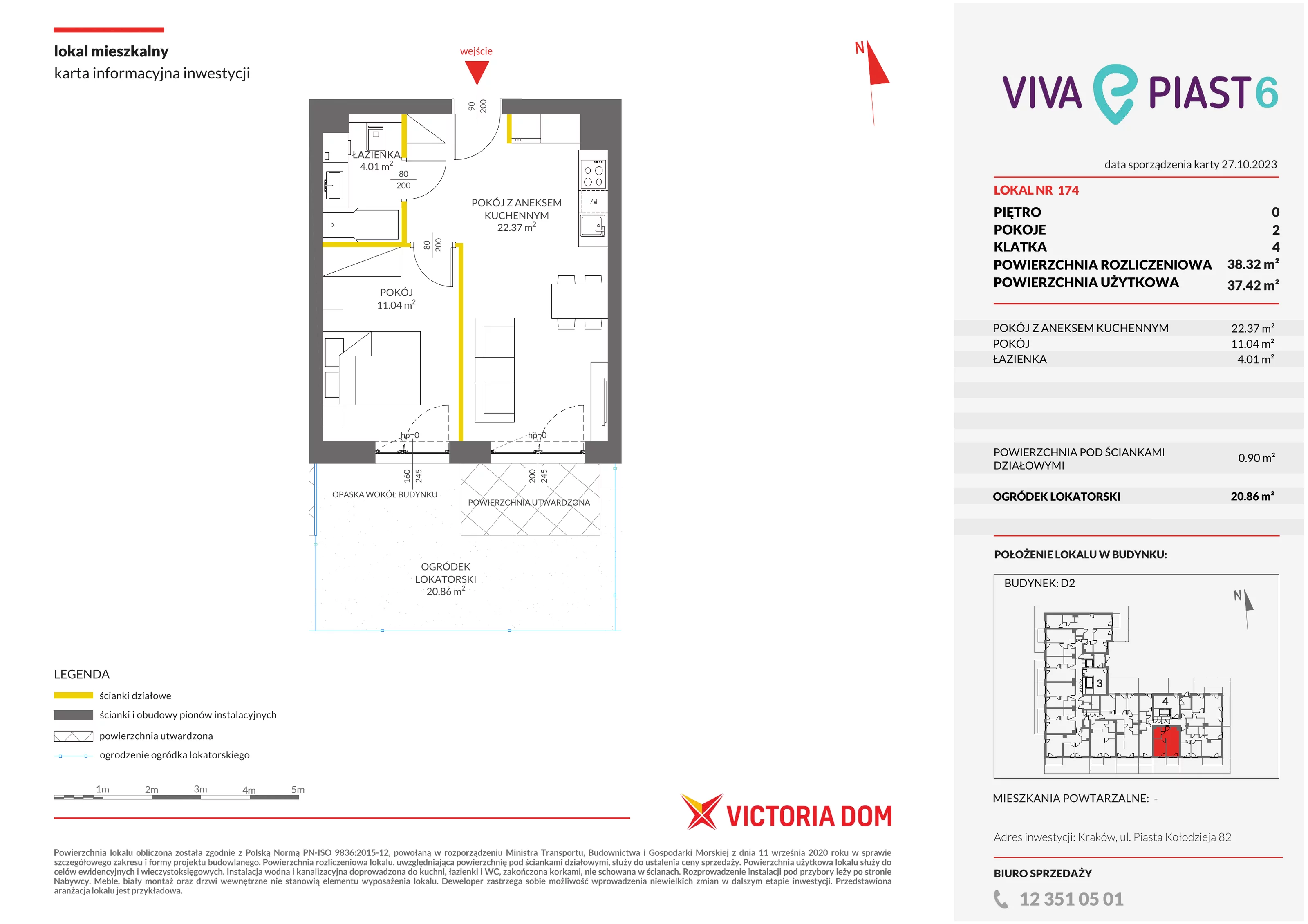 Mieszkanie 38,32 m², parter, oferta nr VI/174, Viva Piast 6, Kraków, Mistrzejowice, ul. Powstańców 82