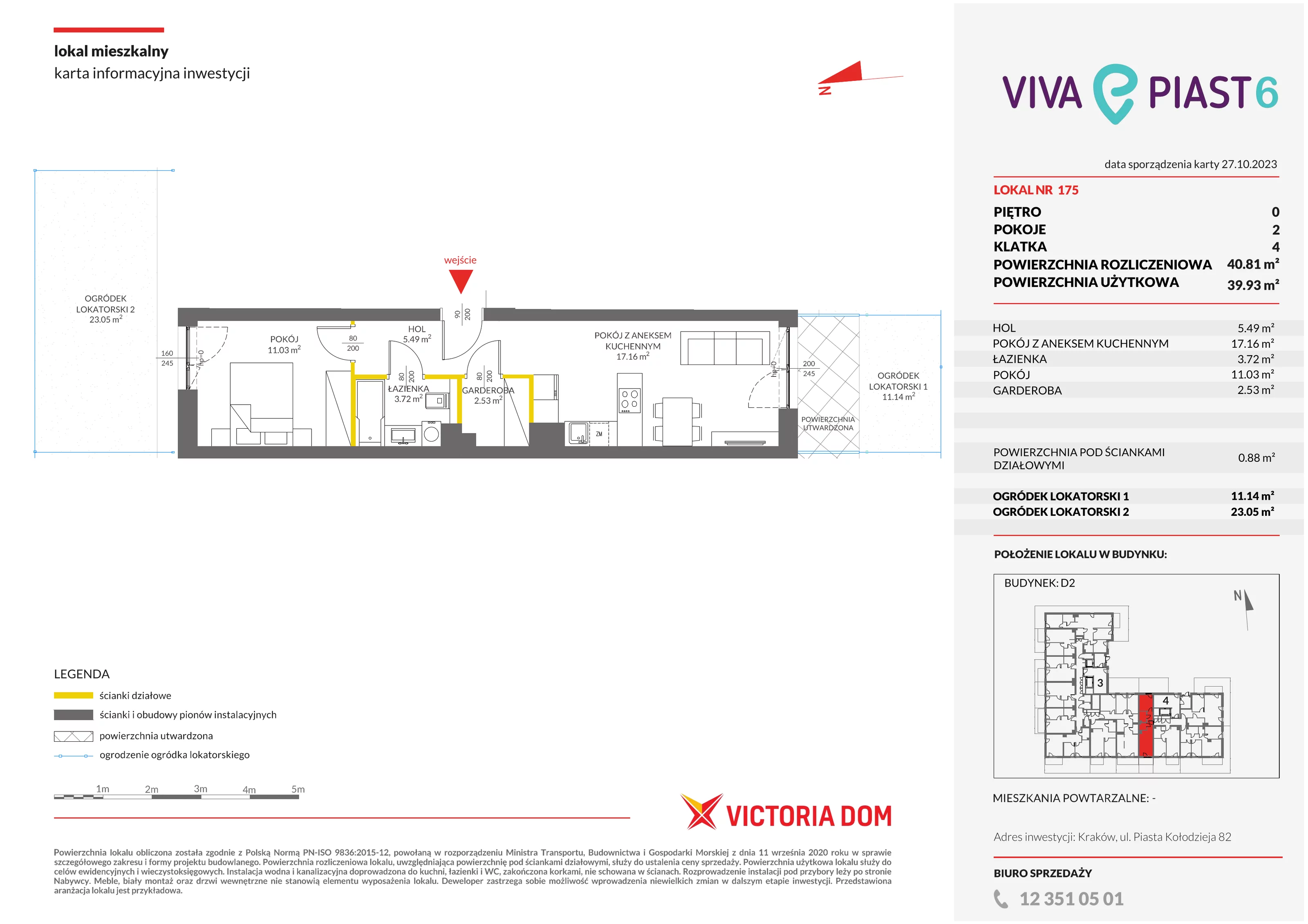 Mieszkanie 40,81 m², parter, oferta nr VI/175, Viva Piast 6, Kraków, Mistrzejowice, ul. Powstańców 82