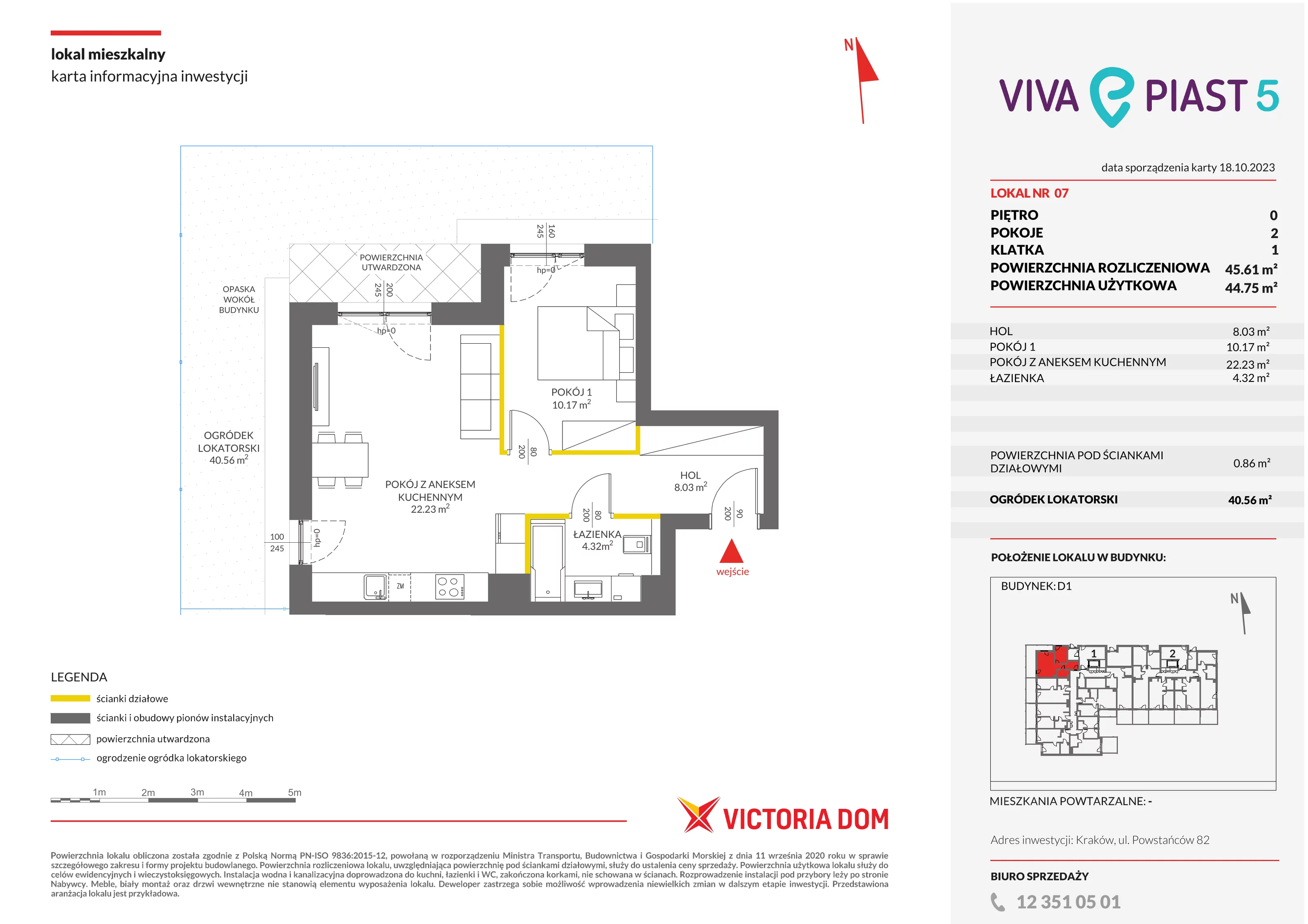 2 pokoje, mieszkanie 45,61 m², parter, oferta nr V/7, Viva Piast, Kraków, Mistrzejowice, ul. Powstańców