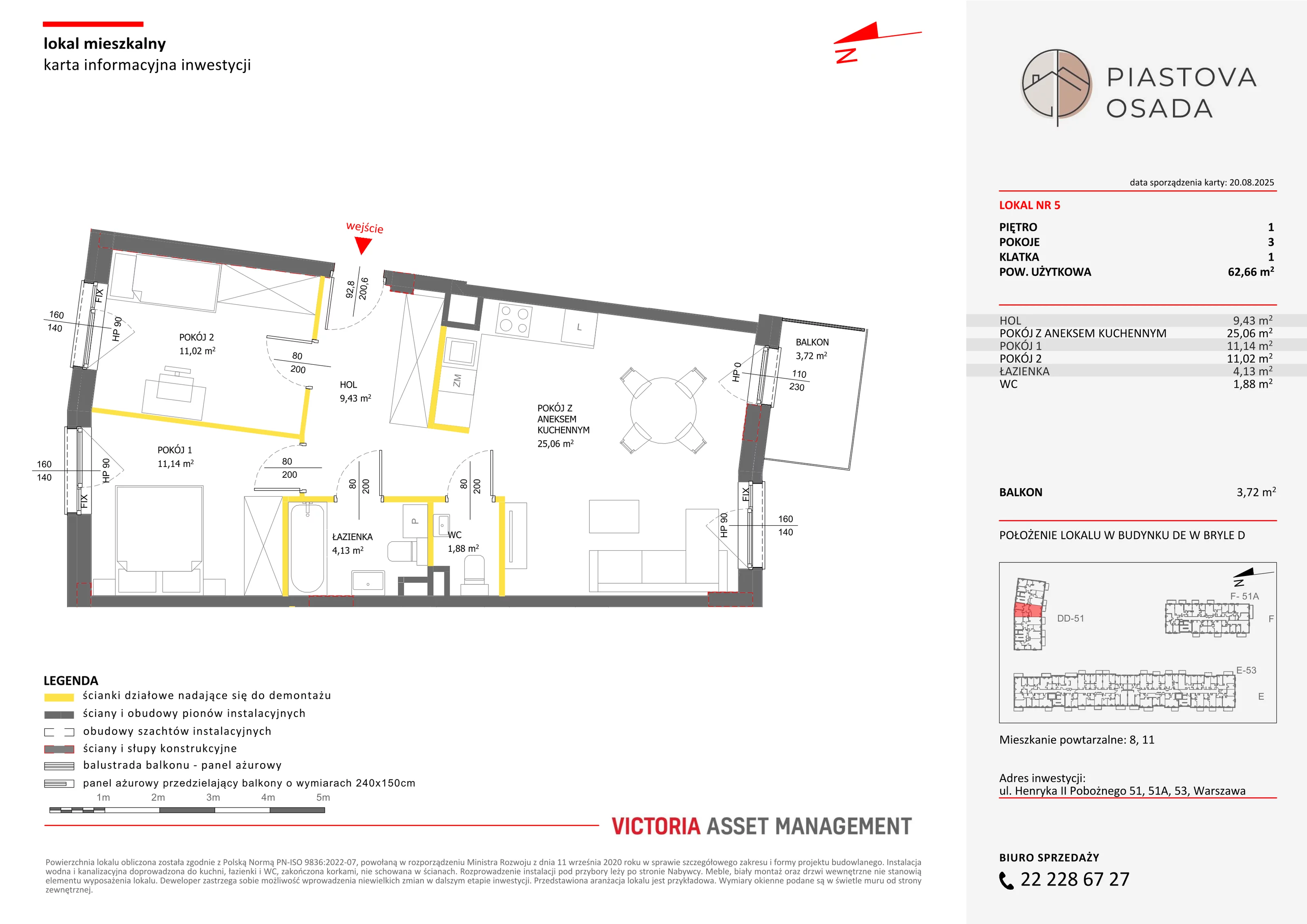 3 pokoje, mieszkanie 64,40 m², piętro 1, oferta nr D-5, Piastova Osada, Warszawa, Ursus, Gołąbki, ul. Henryka II Pobożnego