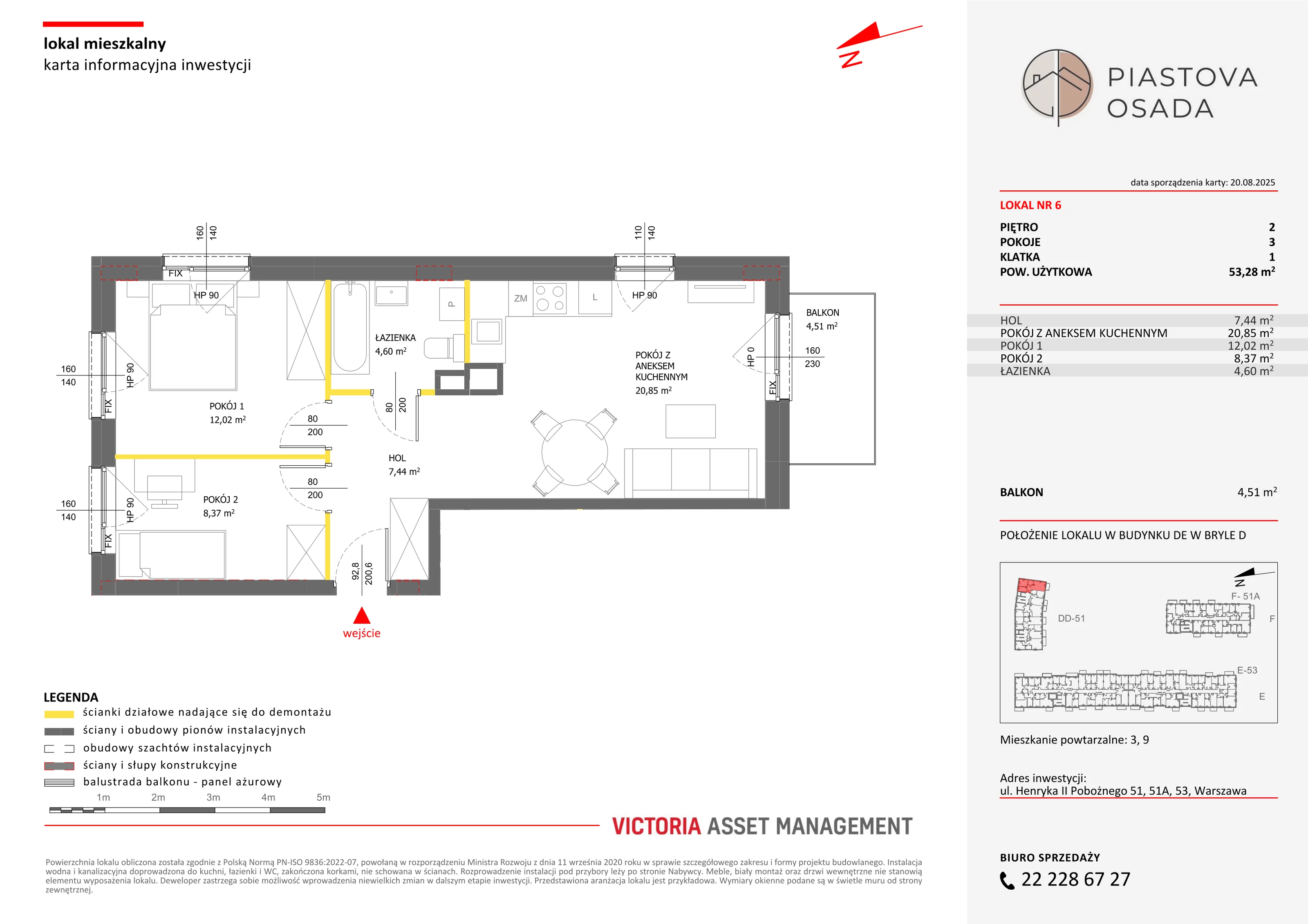 3 pokoje, mieszkanie 54,42 m², piętro 2, oferta nr D-6, Piastova Osada, Warszawa, Ursus, Gołąbki, ul. Henryka II Pobożnego