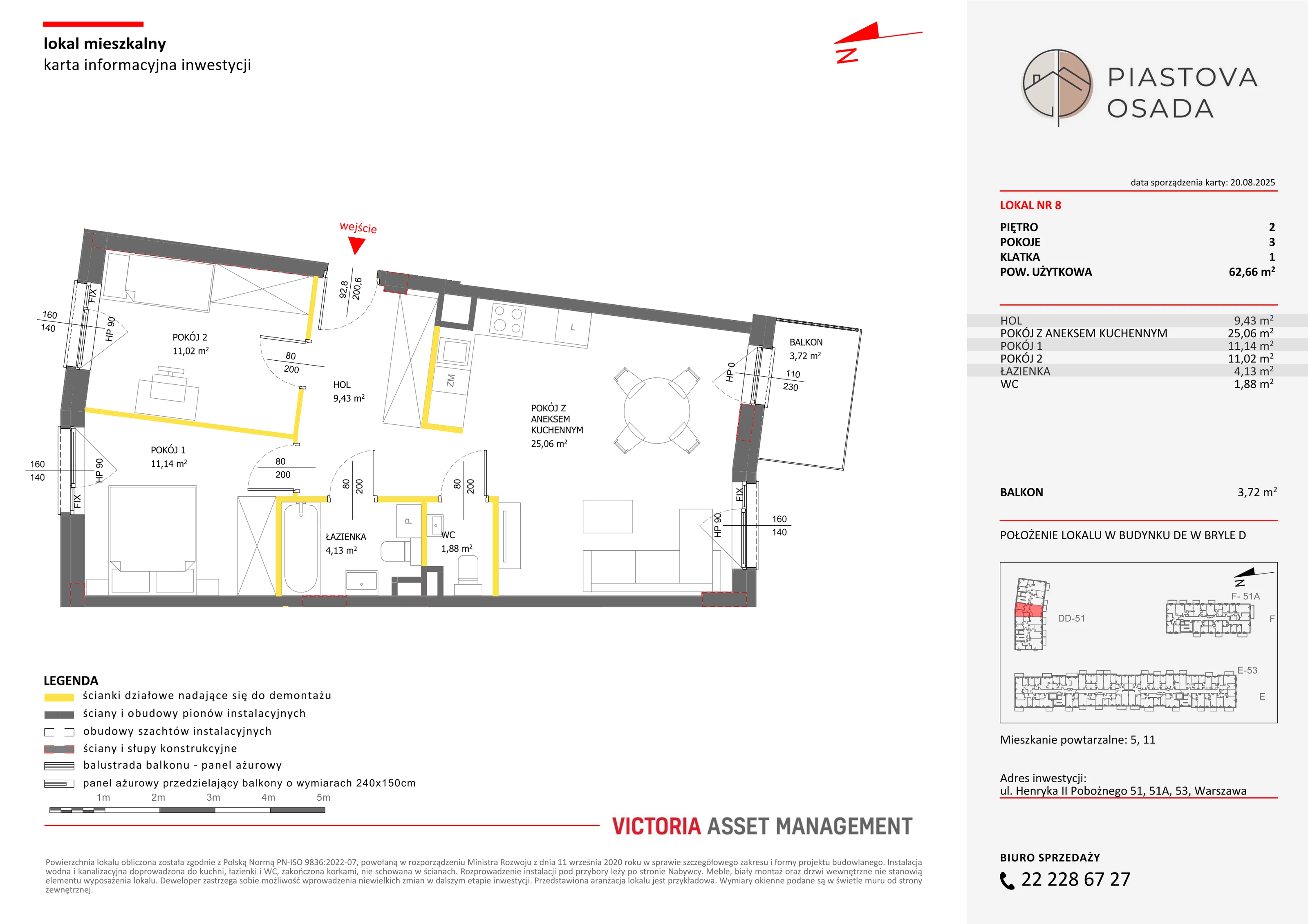 3 pokoje, mieszkanie 64,40 m², piętro 2, oferta nr D-8, Piastova Osada, Warszawa, Ursus, Gołąbki, ul. Henryka II Pobożnego