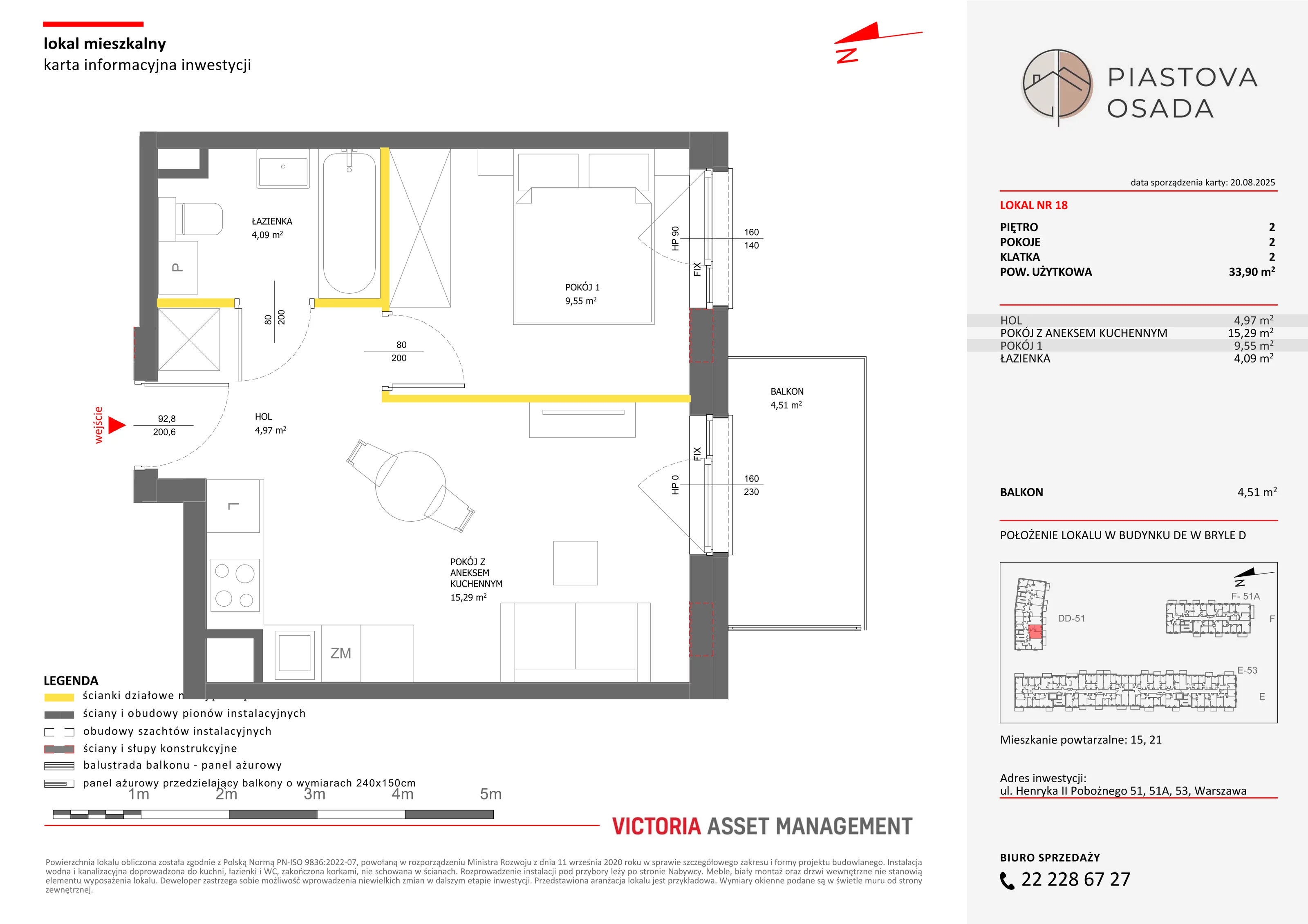 2 pokoje, mieszkanie 34,70 m², piętro 2, oferta nr D-18, Piastova Osada, Warszawa, Ursus, Gołąbki, ul. Henryka II Pobożnego