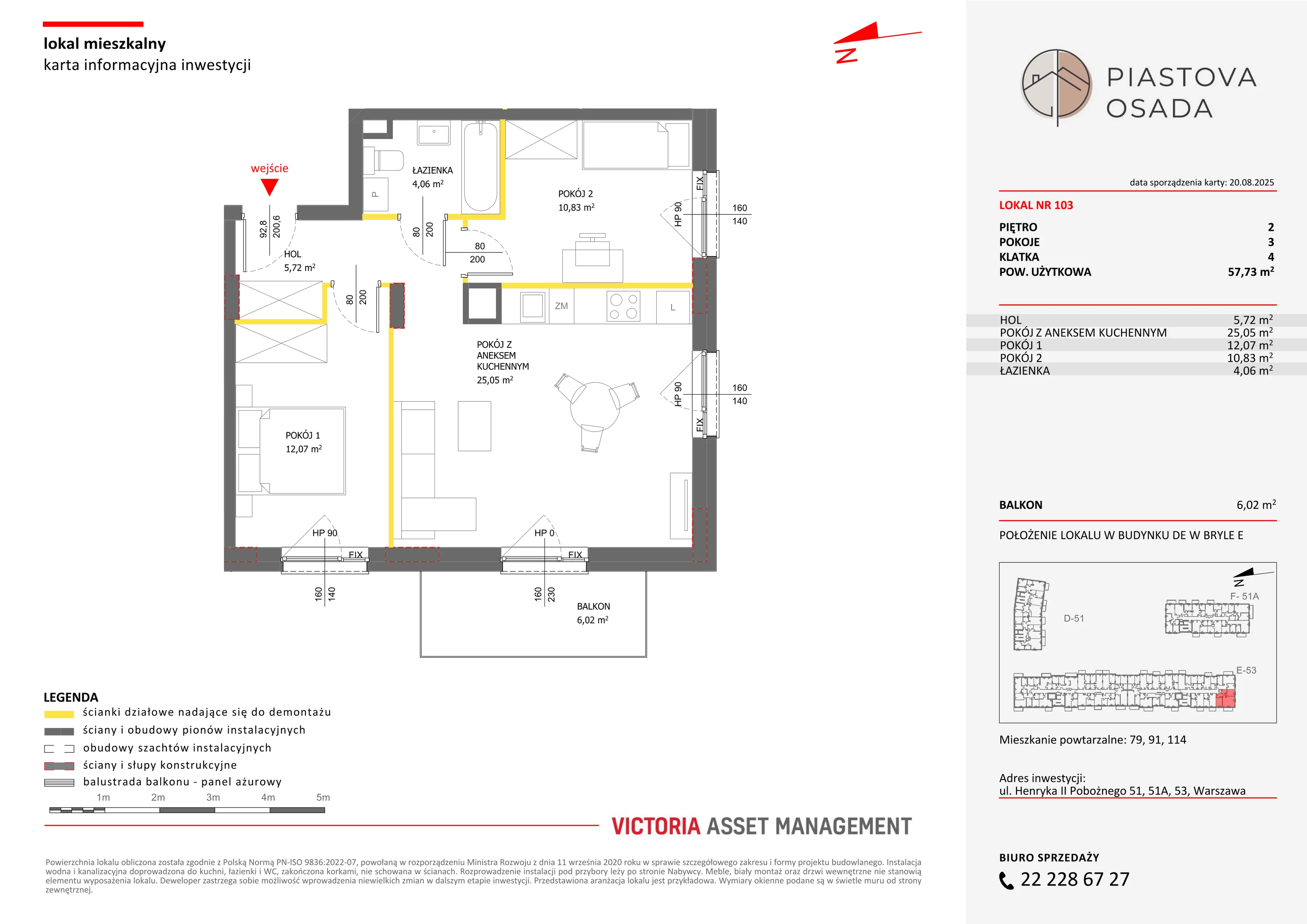 3 pokoje, mieszkanie 59,19 m², piętro 2, oferta nr E-103, Piastova Osada, Warszawa, Ursus, Gołąbki, ul. Henryka II Pobożnego