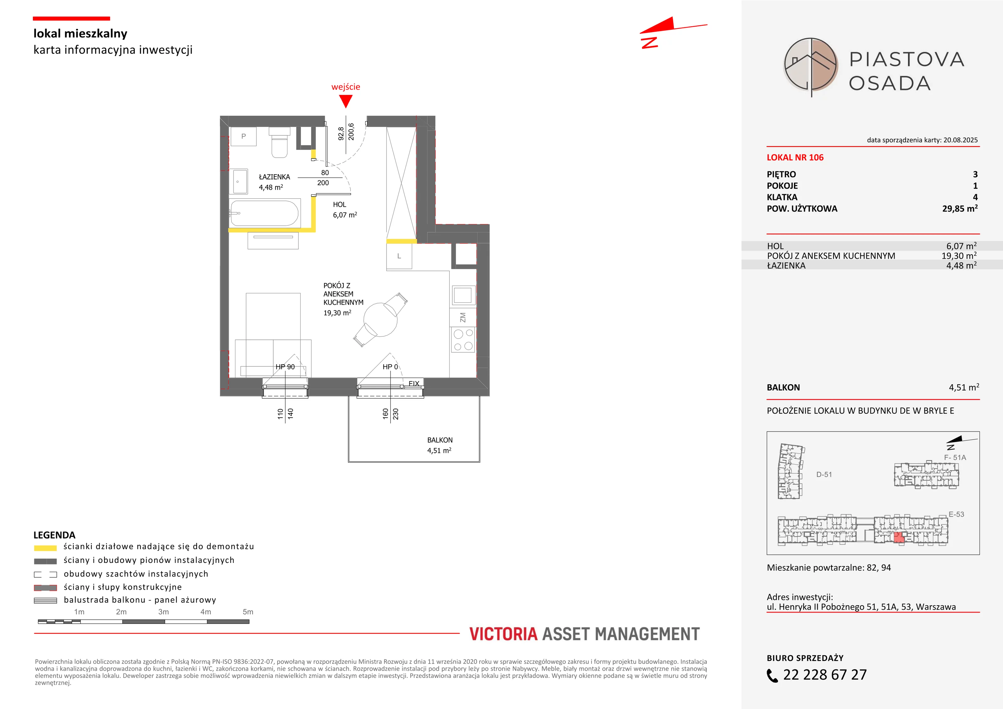 1 pokój, mieszkanie 30,31 m², piętro 3, oferta nr E-106, Piastova Osada, Warszawa, Ursus, Gołąbki, ul. Henryka II Pobożnego