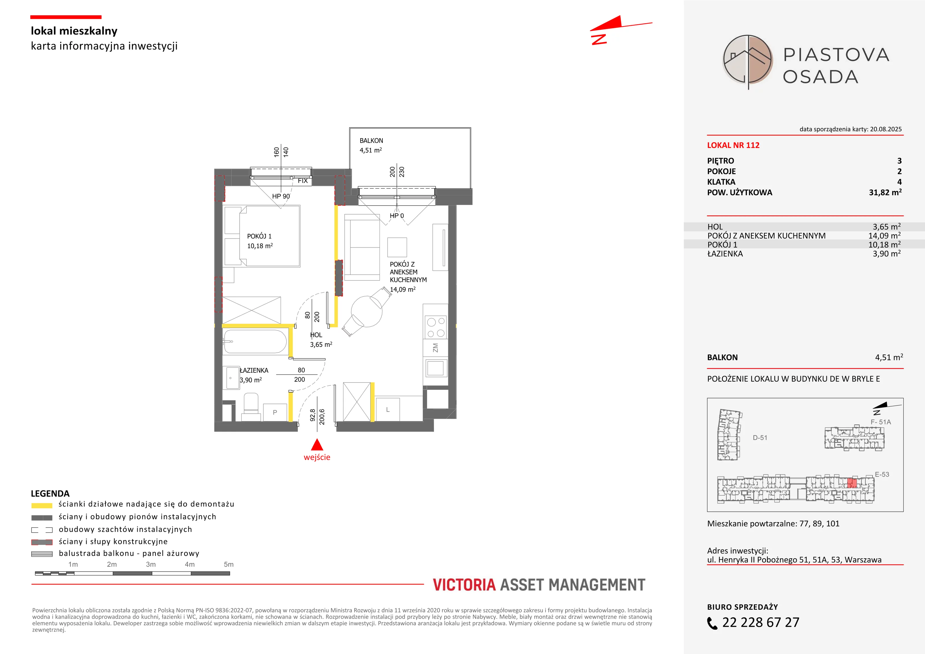 2 pokoje, mieszkanie 32,60 m², piętro 3, oferta nr E-112, Piastova Osada, Warszawa, Ursus, Gołąbki, ul. Henryka II Pobożnego