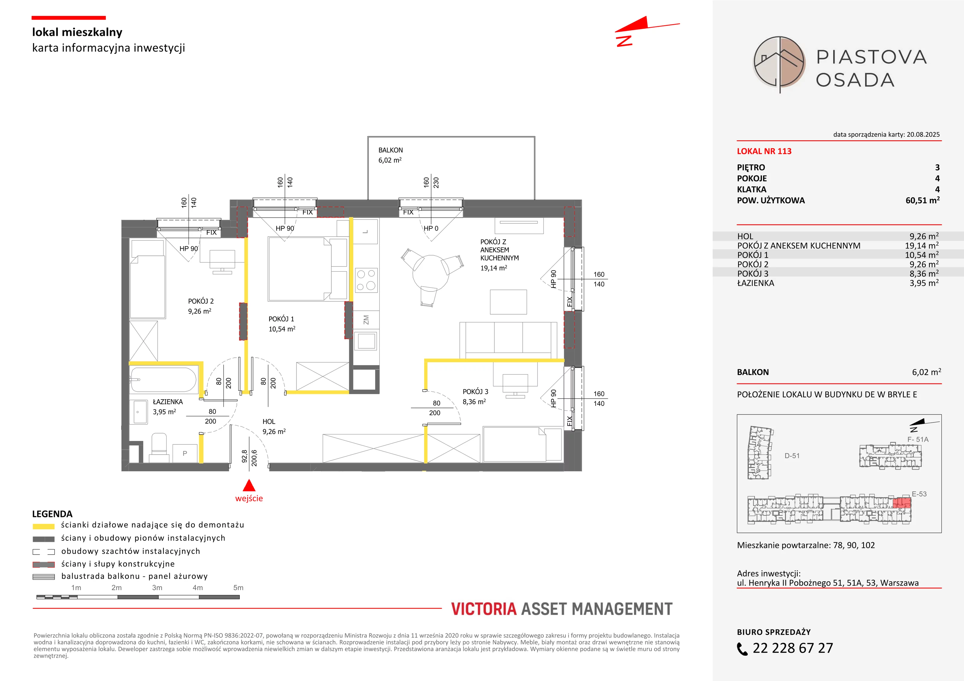 4 pokoje, mieszkanie 62,19 m², piętro 3, oferta nr E-113, Piastova Osada, Warszawa, Ursus, Gołąbki, ul. Henryka II Pobożnego